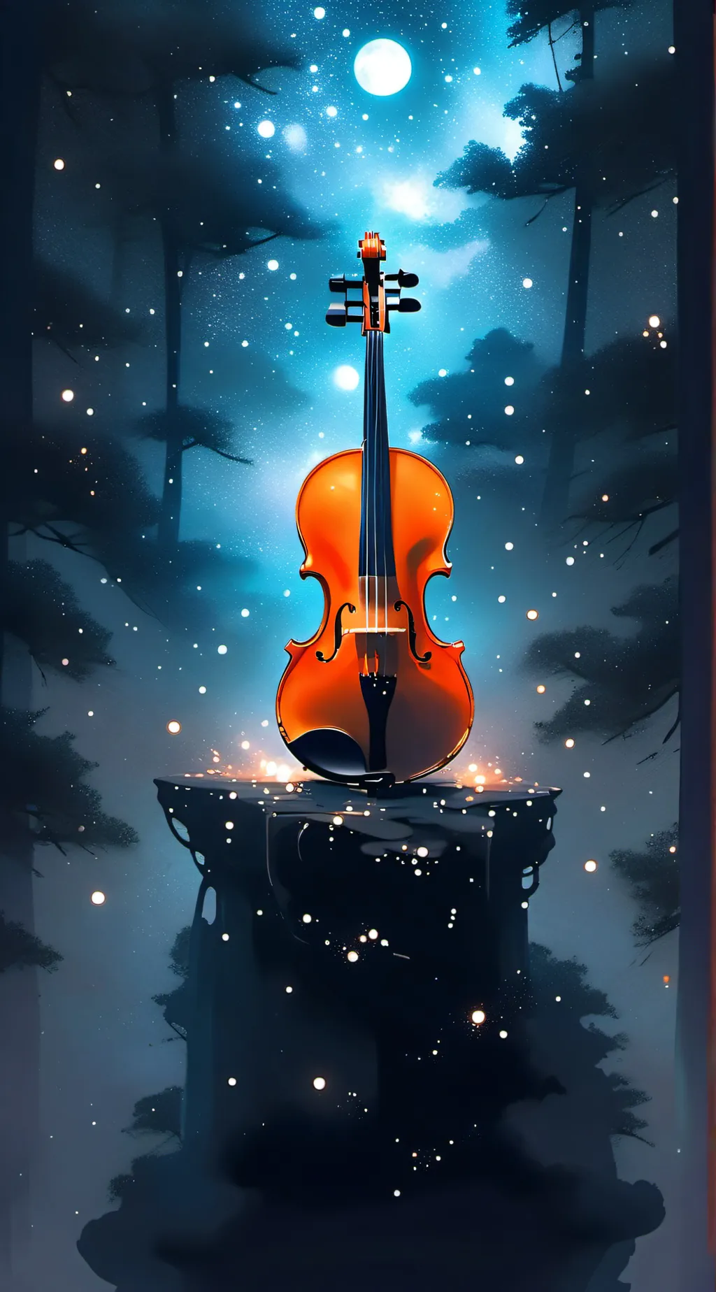 ai character: smallest violin background