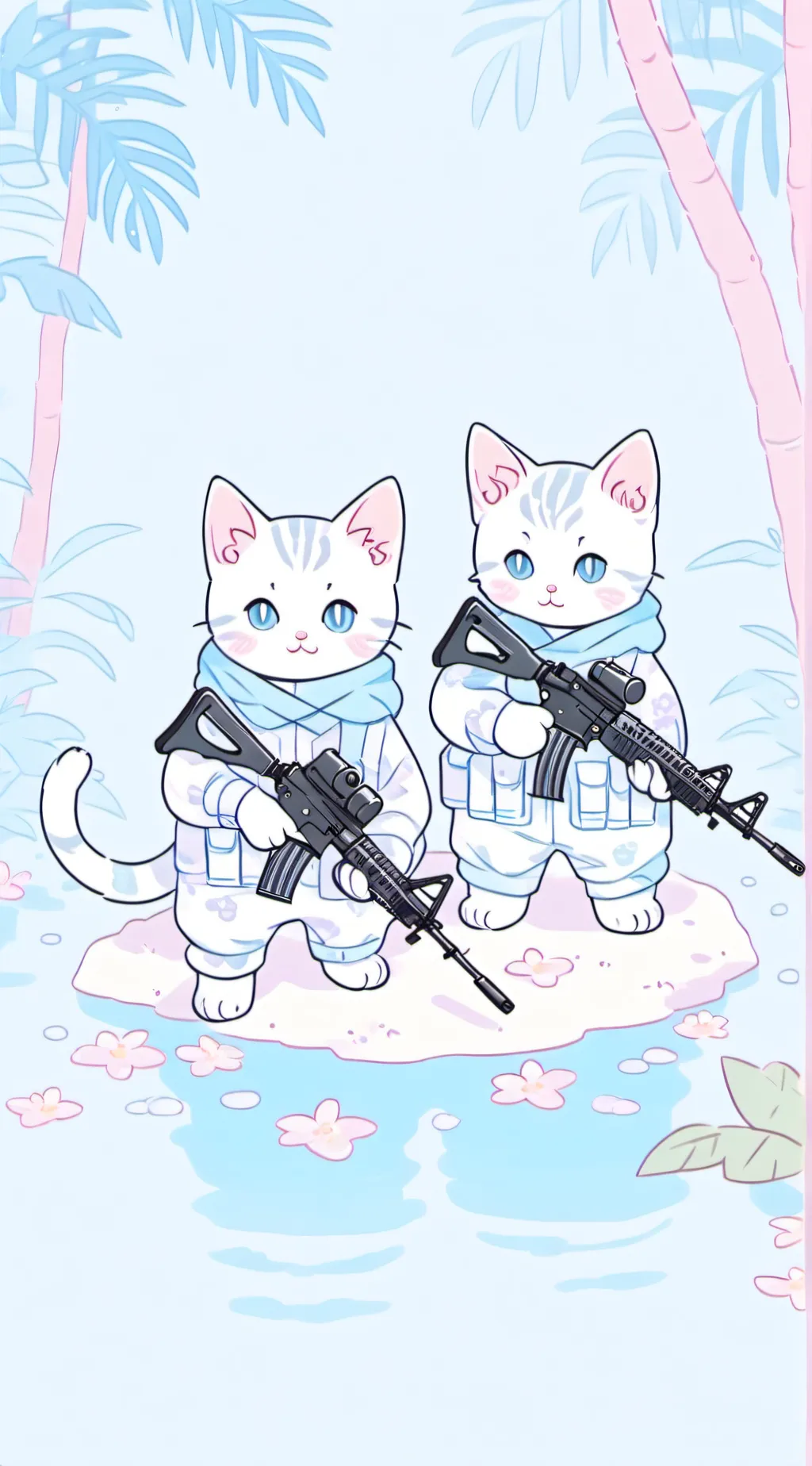 ai character: kittens with guns background