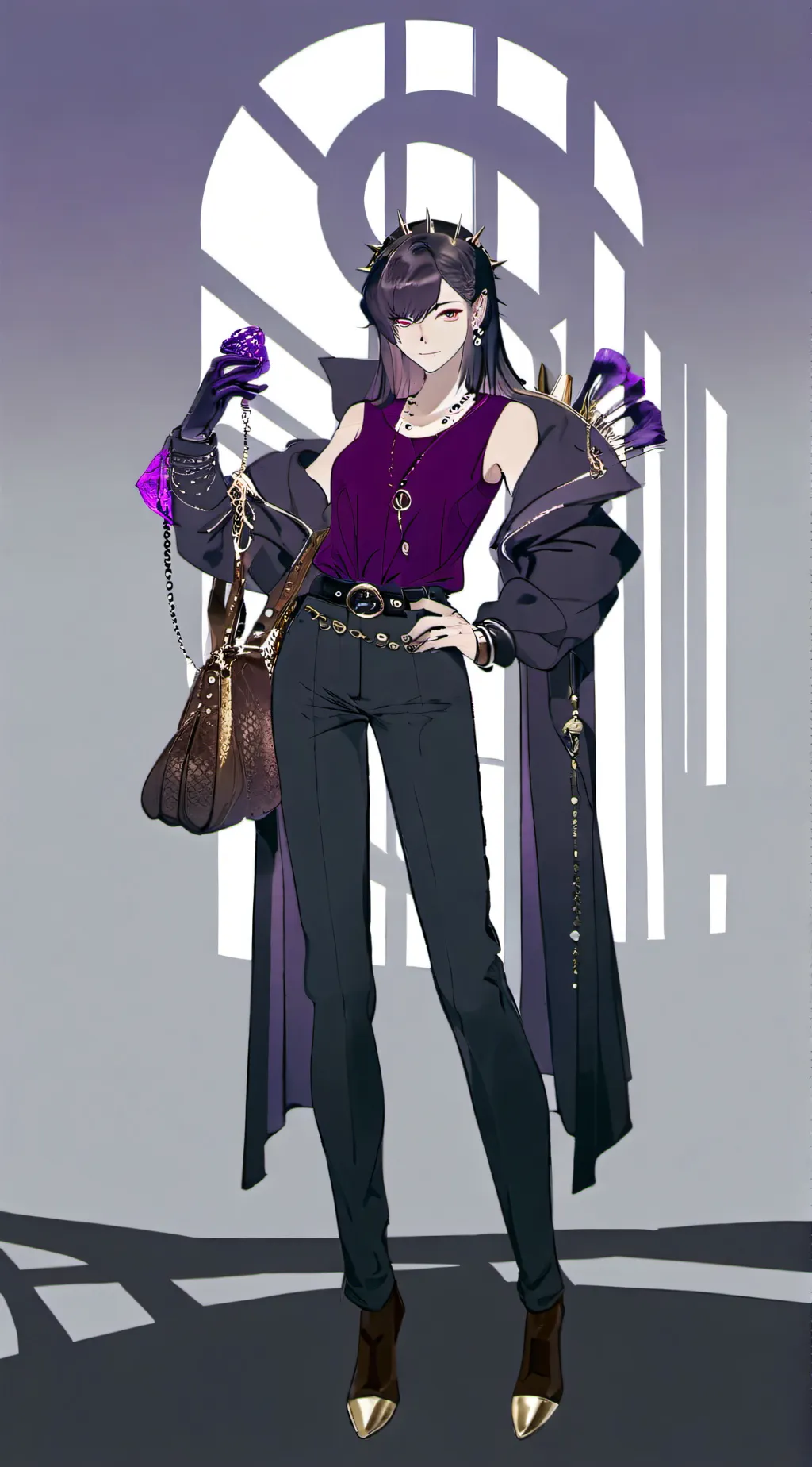 ai character: TV woman  background