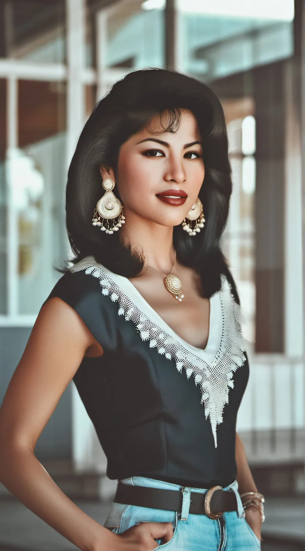 ai character: selena Quintanilla background