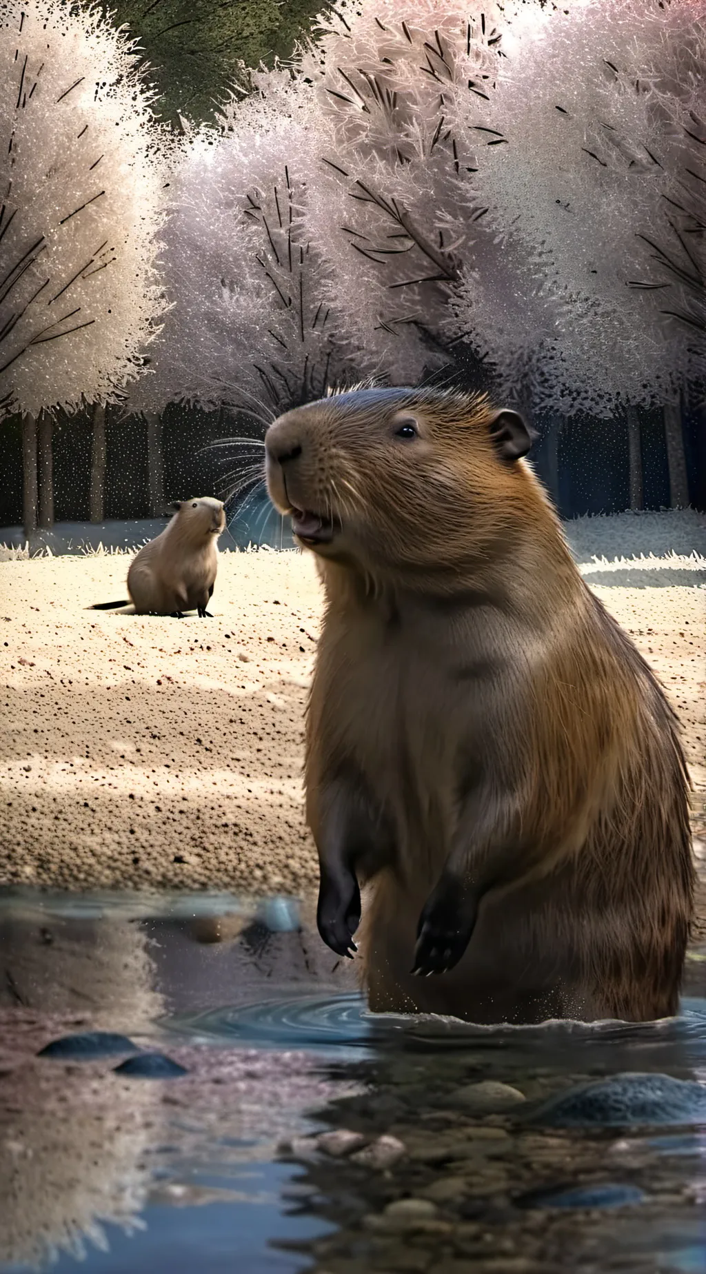 ai character: Sad capybara  background