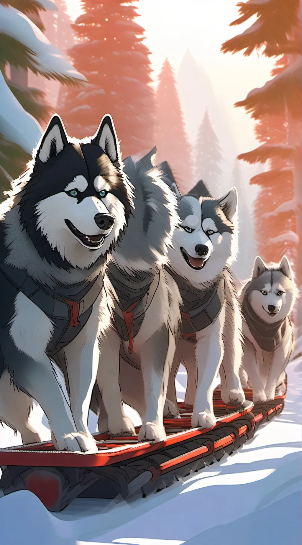 ai character: Snow dogs/husky background