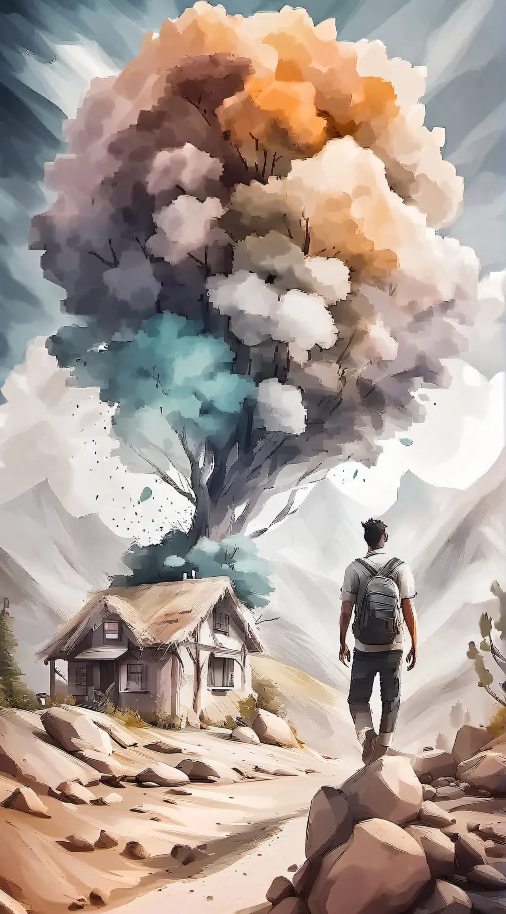 ai character: random land background