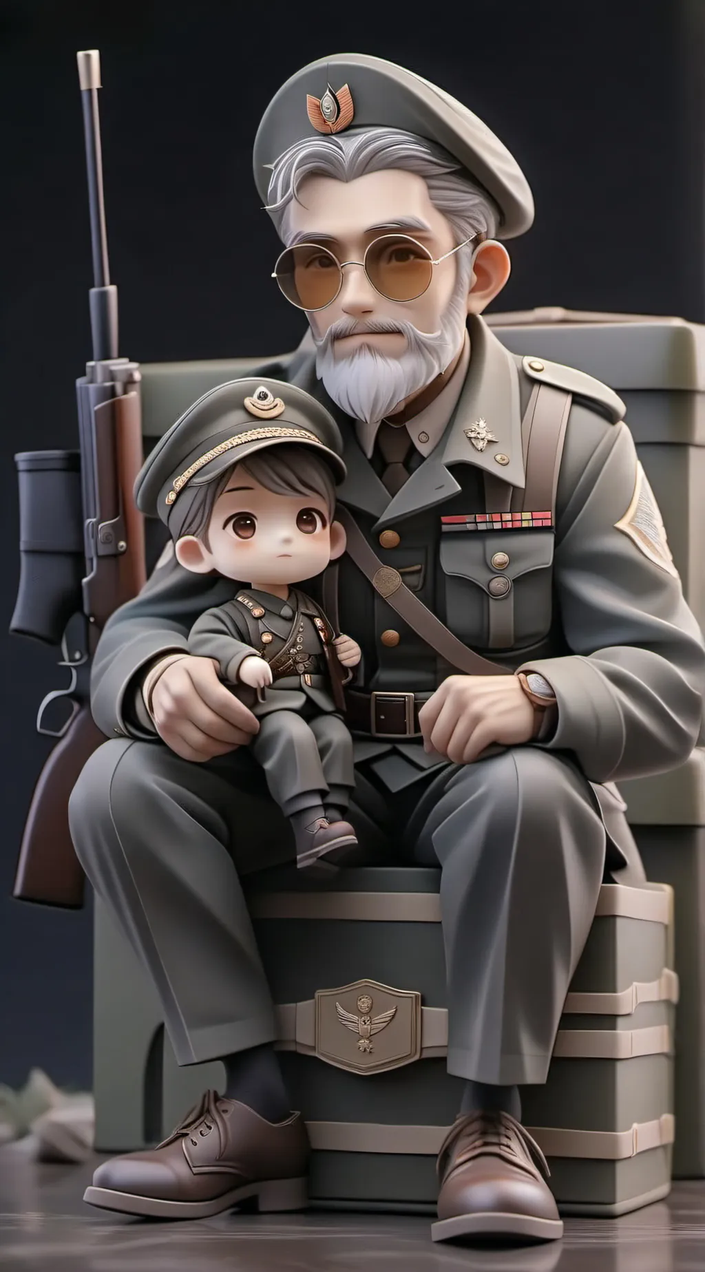 ai character: grandpa rifle background