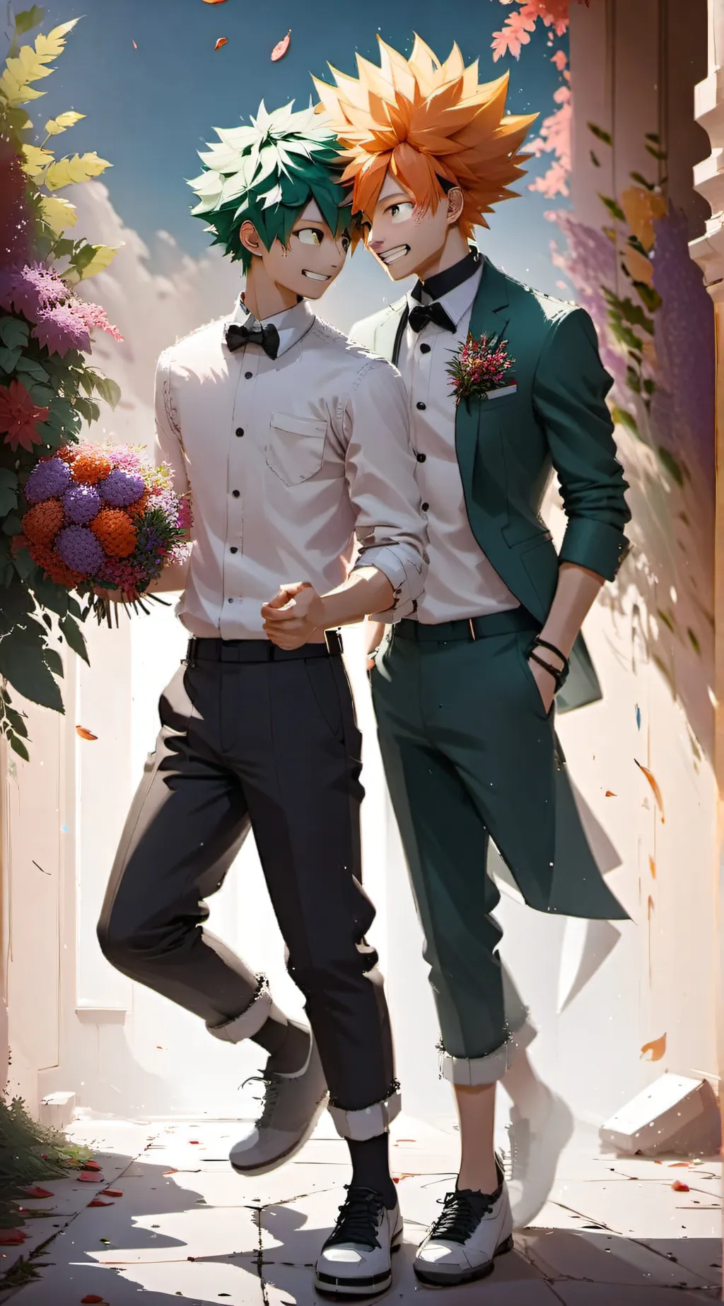 ai character: Bakudeku wedding  background