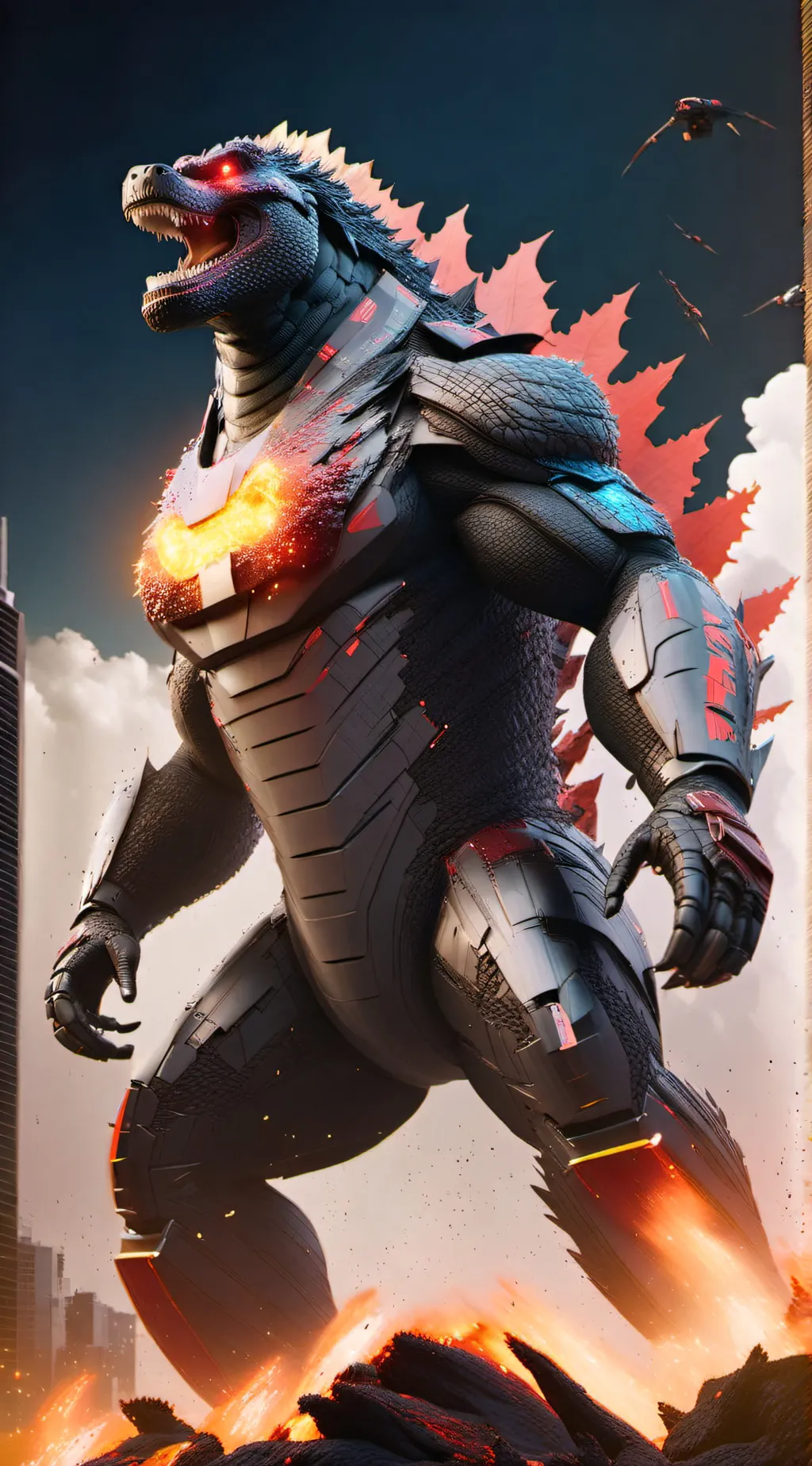 ai character: Mecha godzilla background