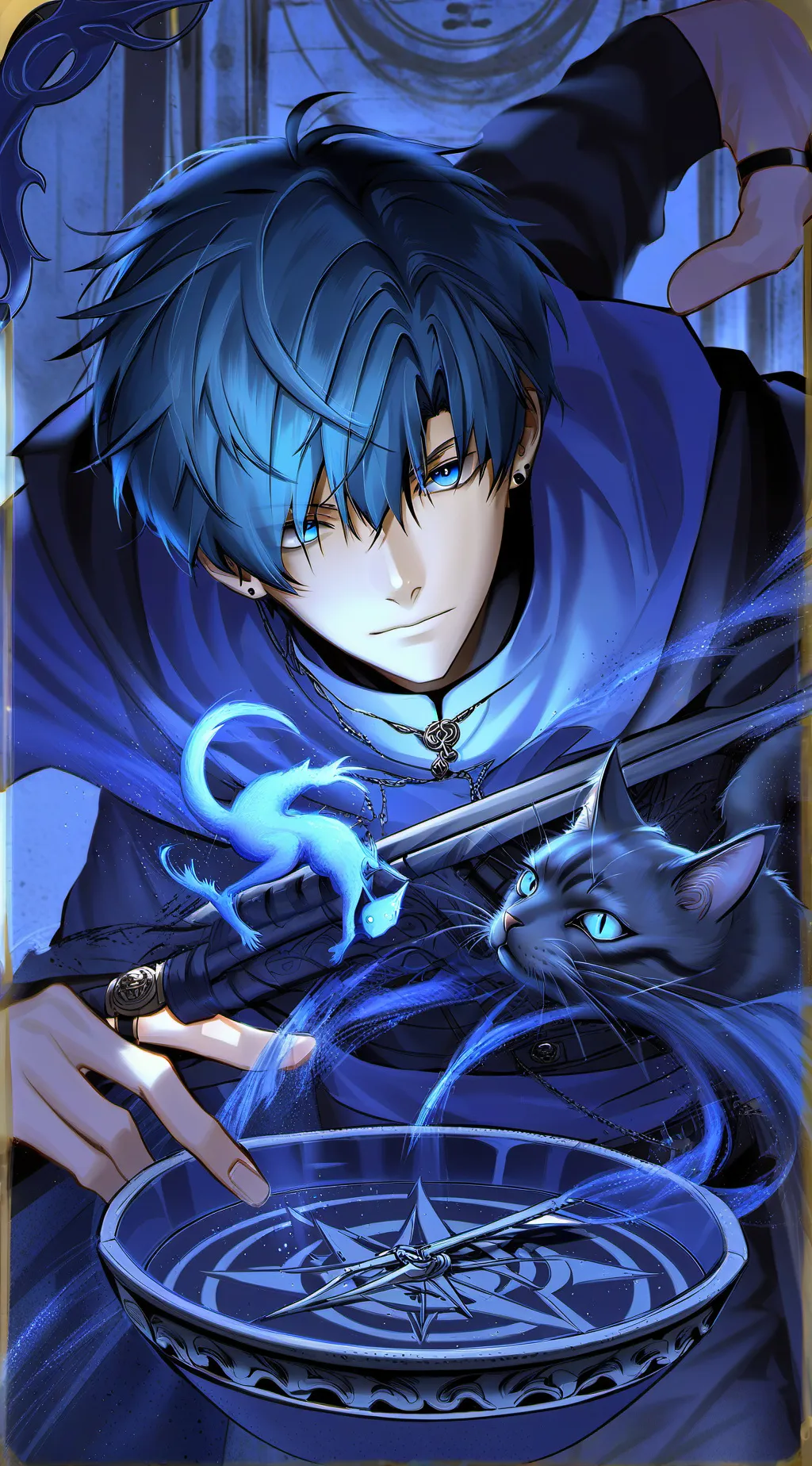 ai character: Blue Mark background