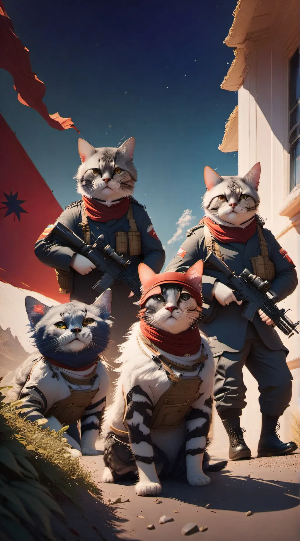 ai character: military cats background