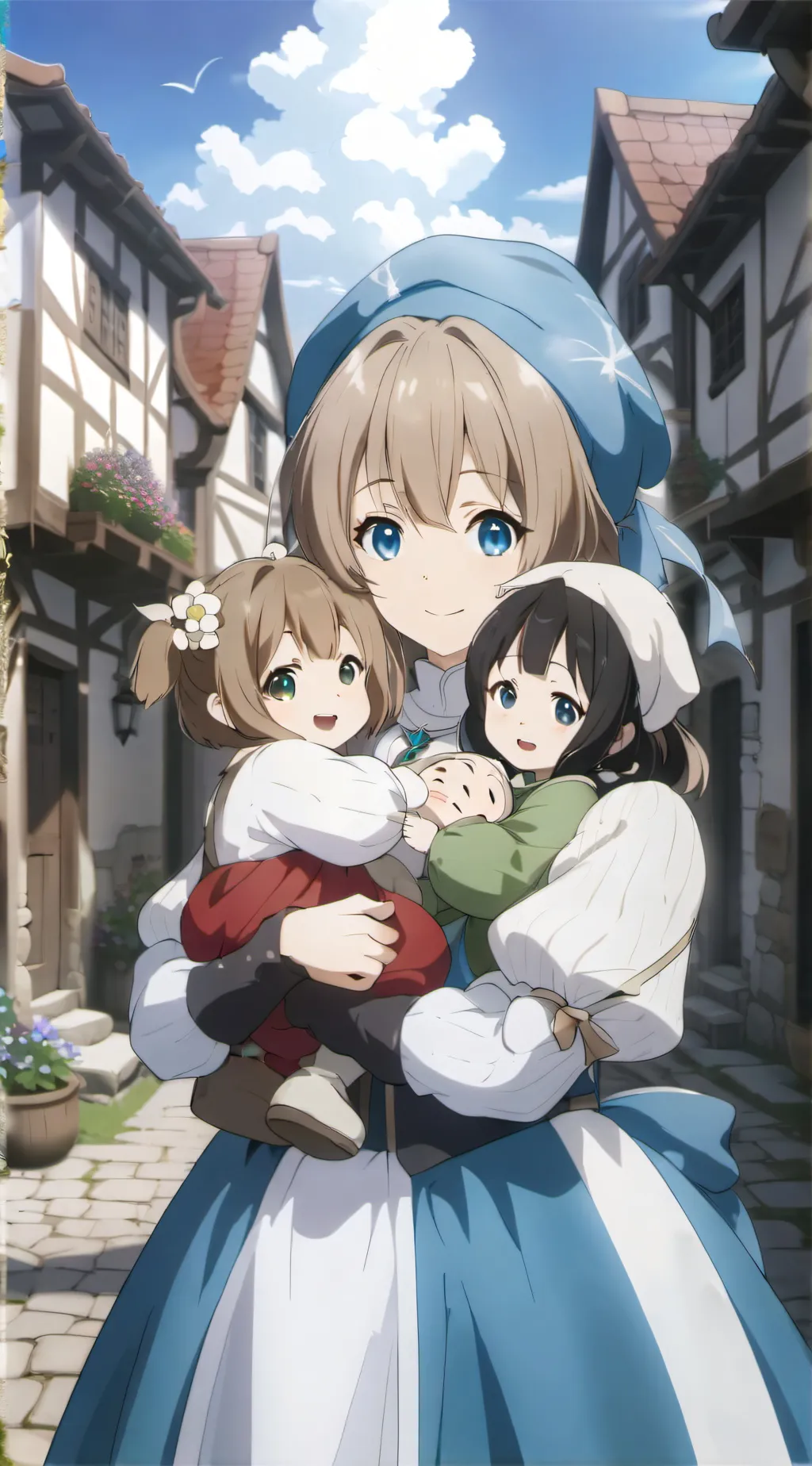 ai character: family pictures  background