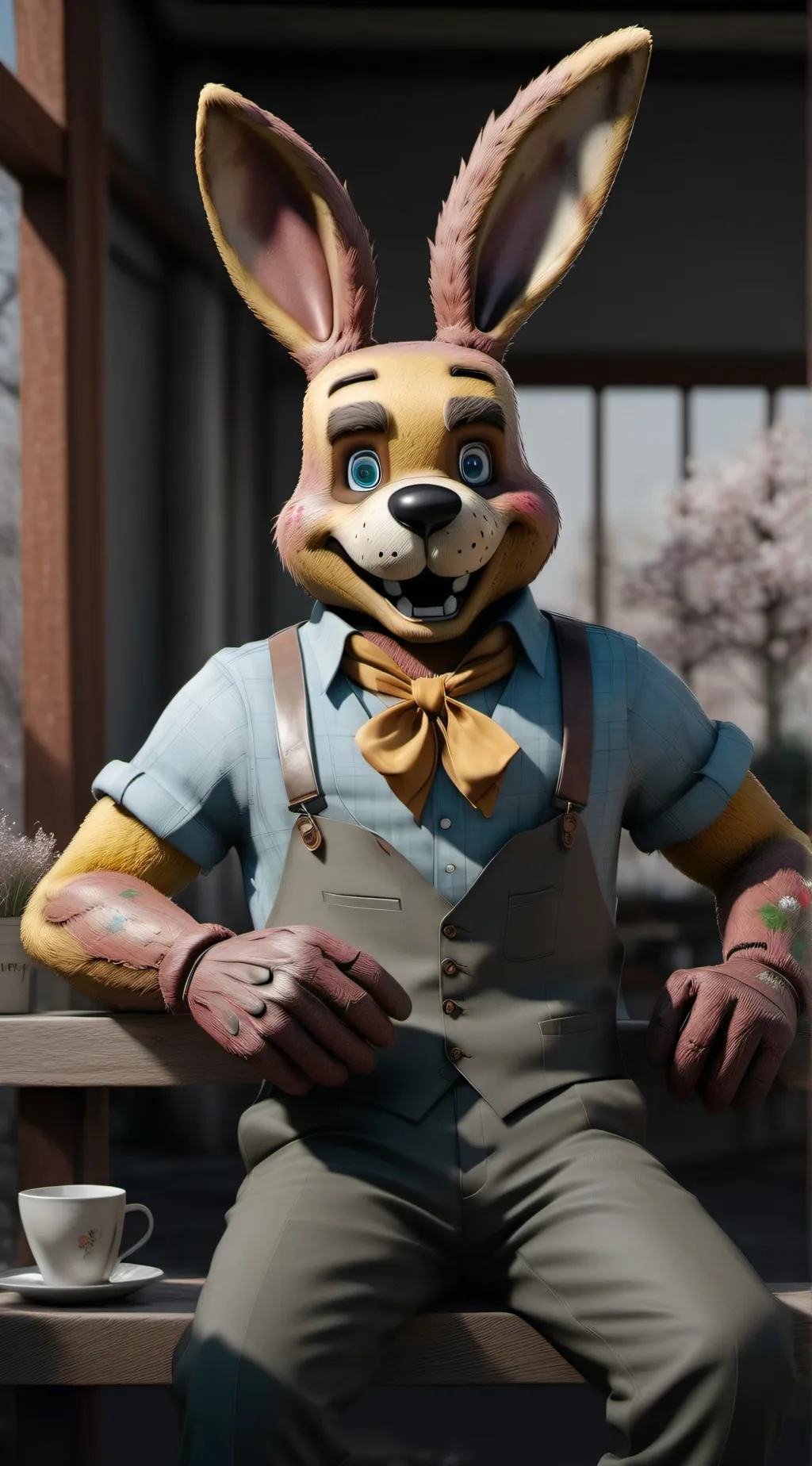ai character: Spring bonnie background