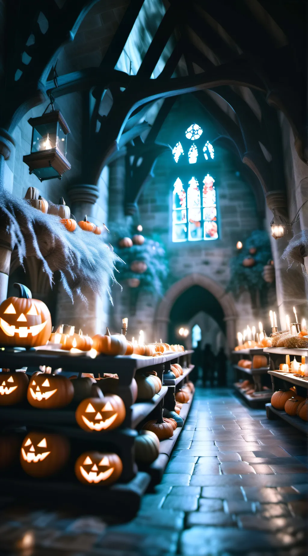 ai character: Hogwarts Halloween background