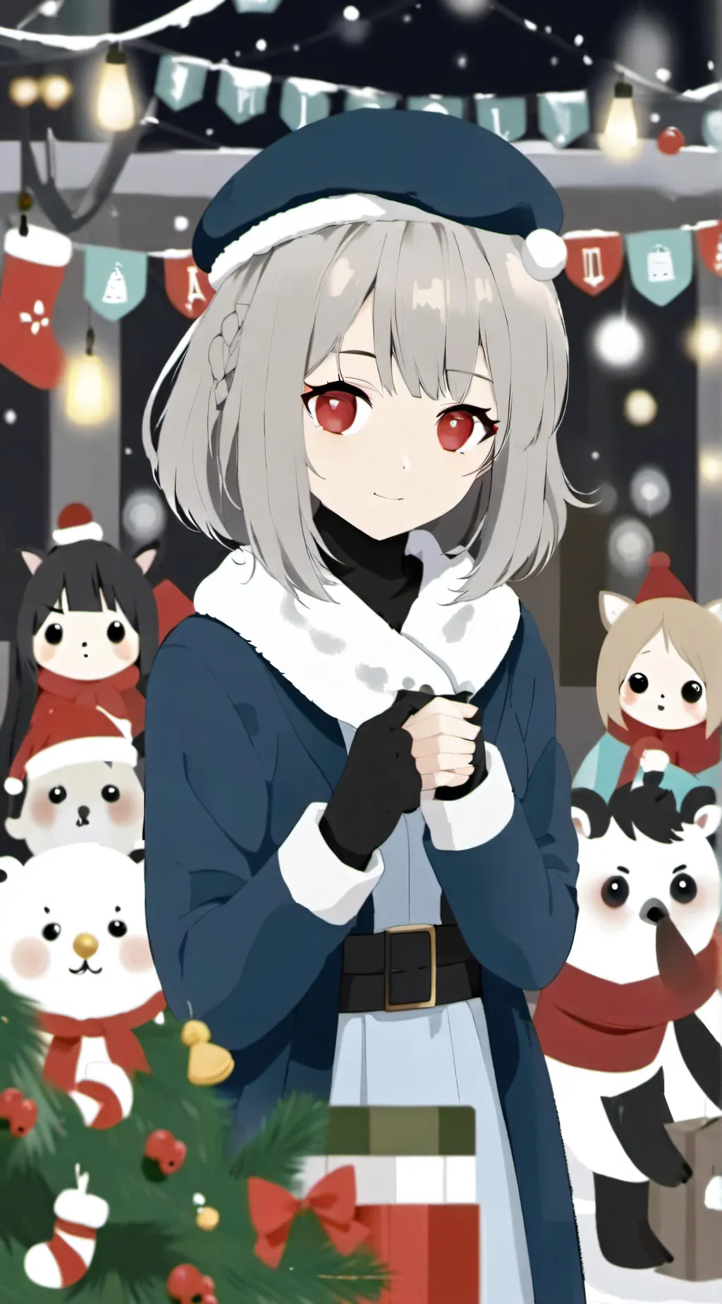 ai character: MHA Christmas  background