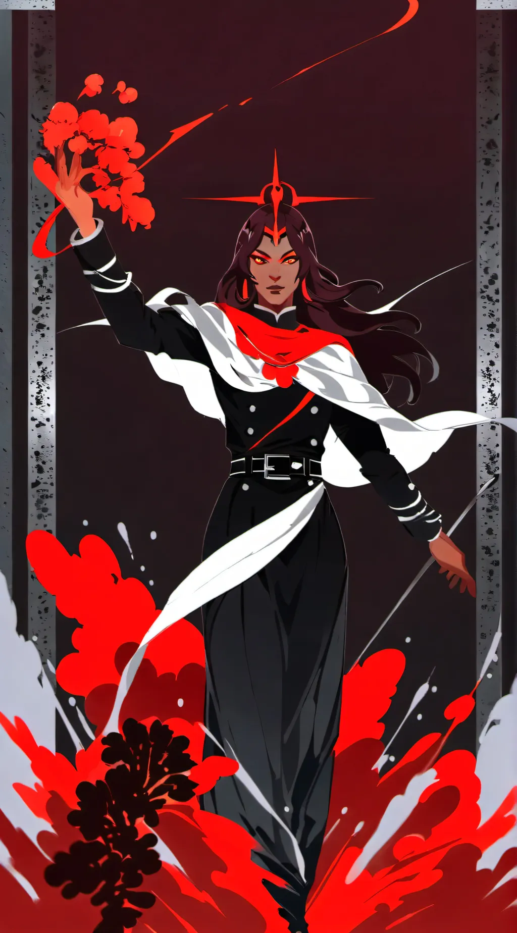 ai character: miss circle red background