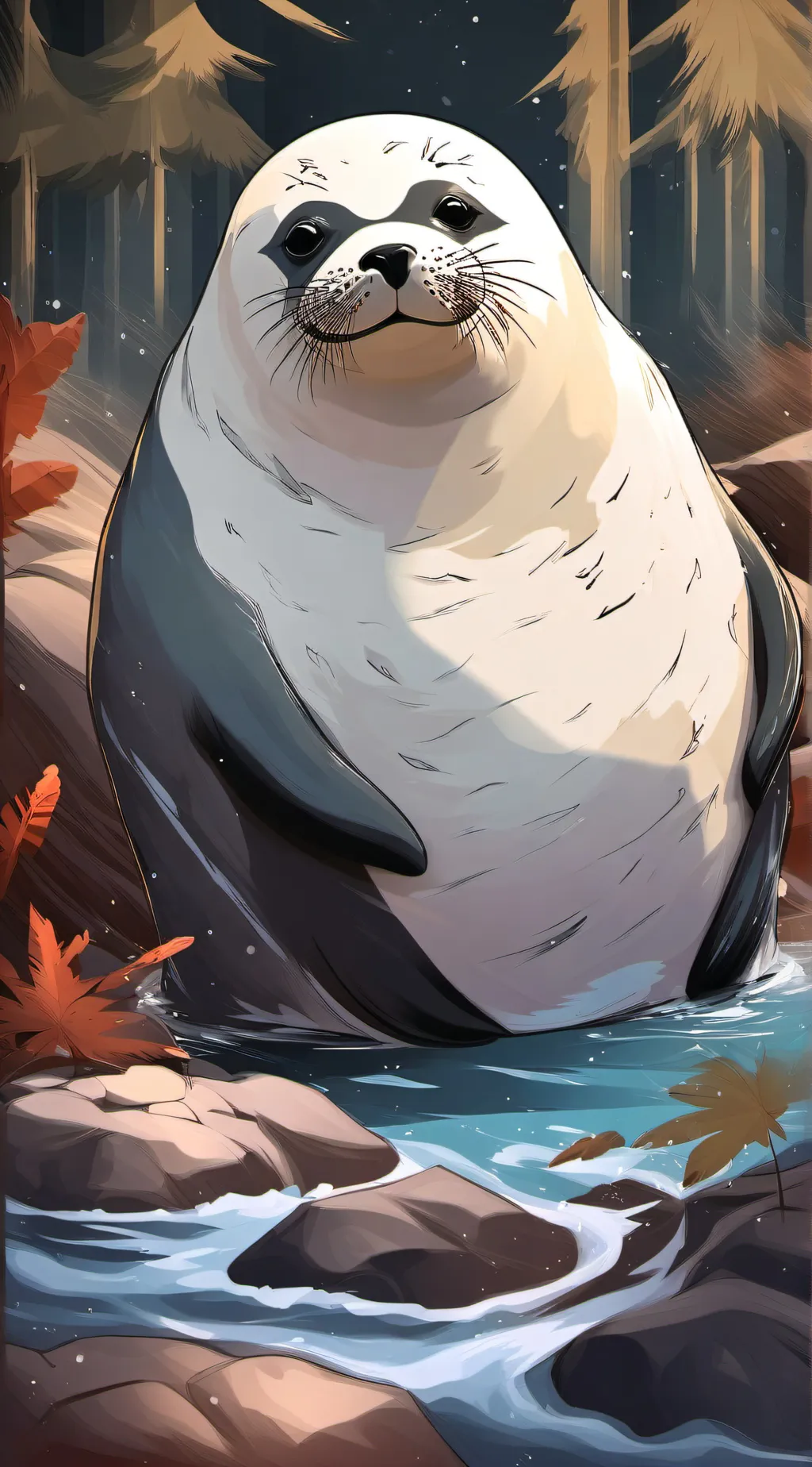 ai character: FAT SEAL background