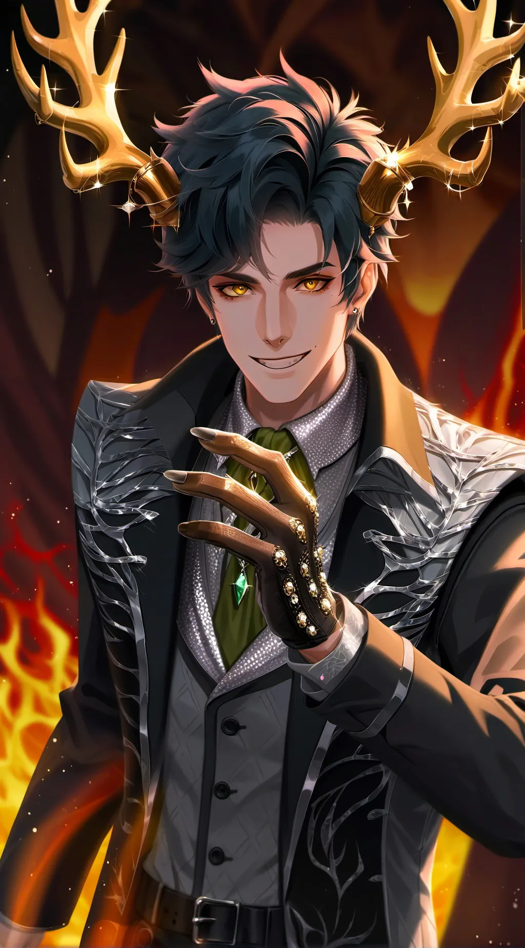 ai character: Alastor 🦌📻🎙️👹 background