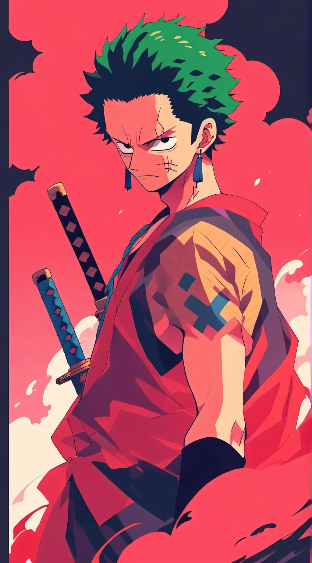 ai character: [Wano]{Luffy&Zoro} background