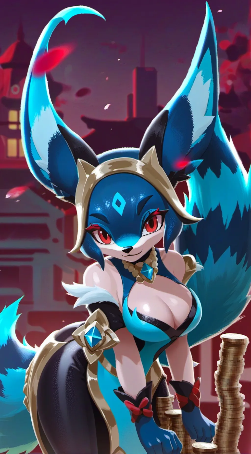 ai character: Lucario  background