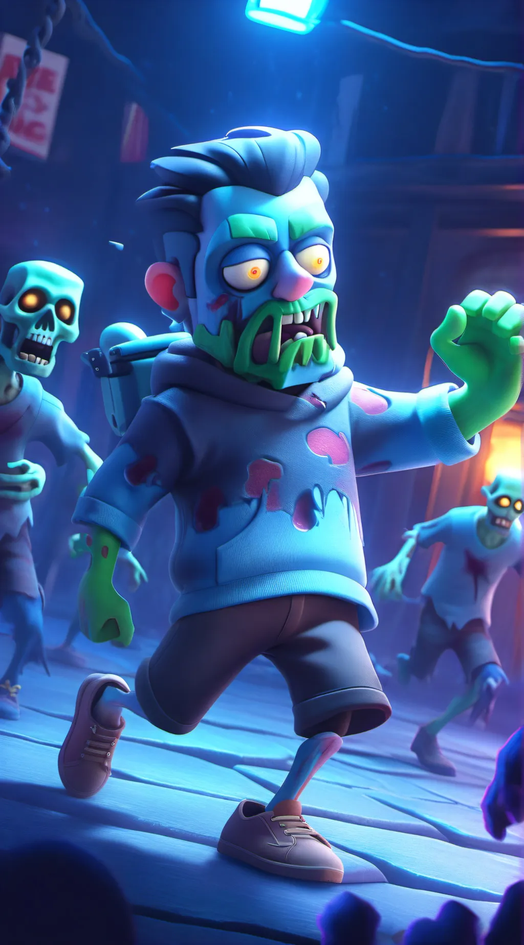 ai character: zombie superheroes background