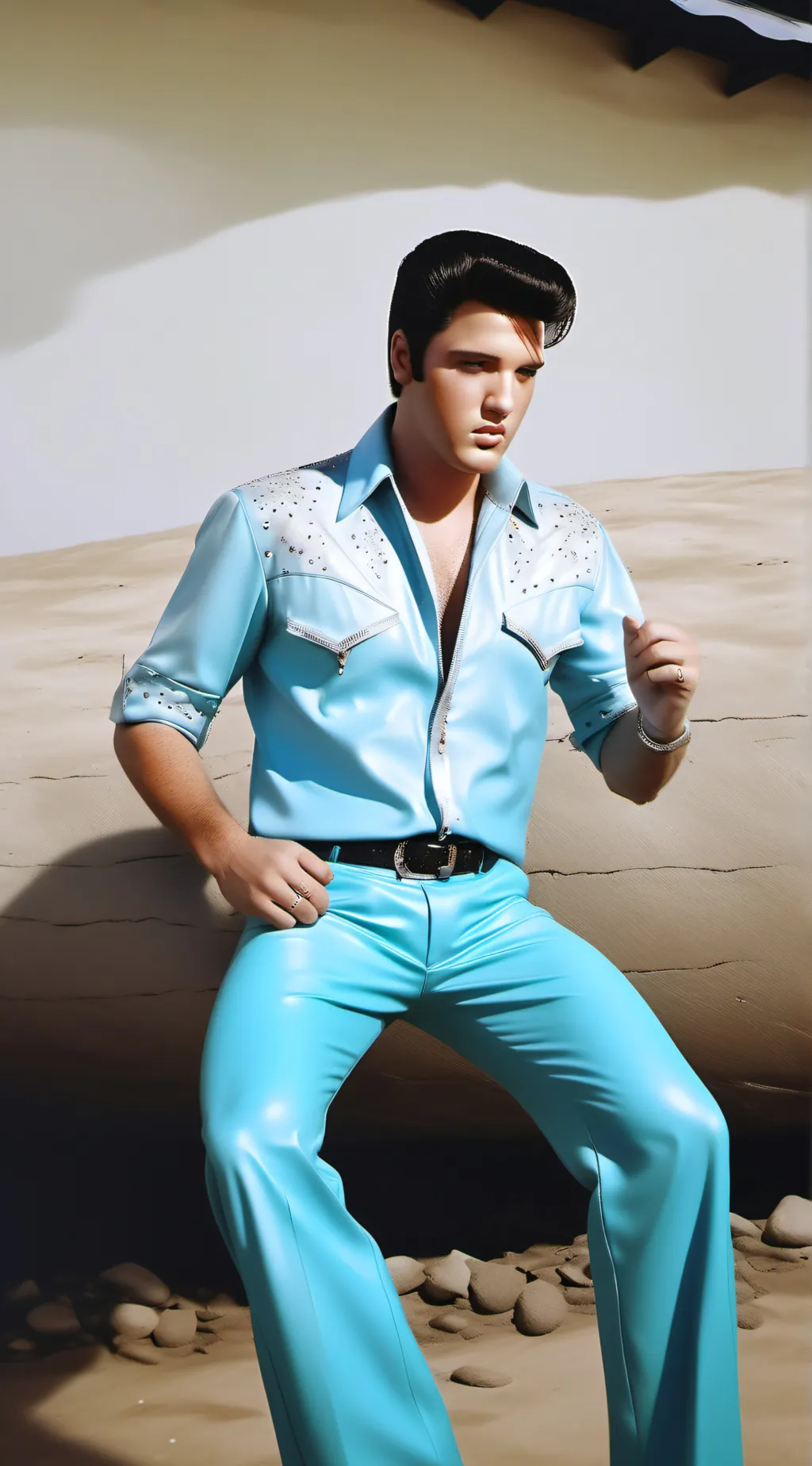 ai character: Elvis Presley  background