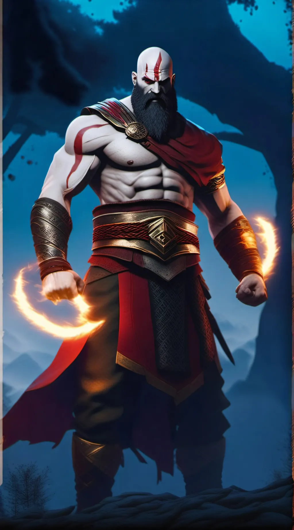 ai character: Kratos  background