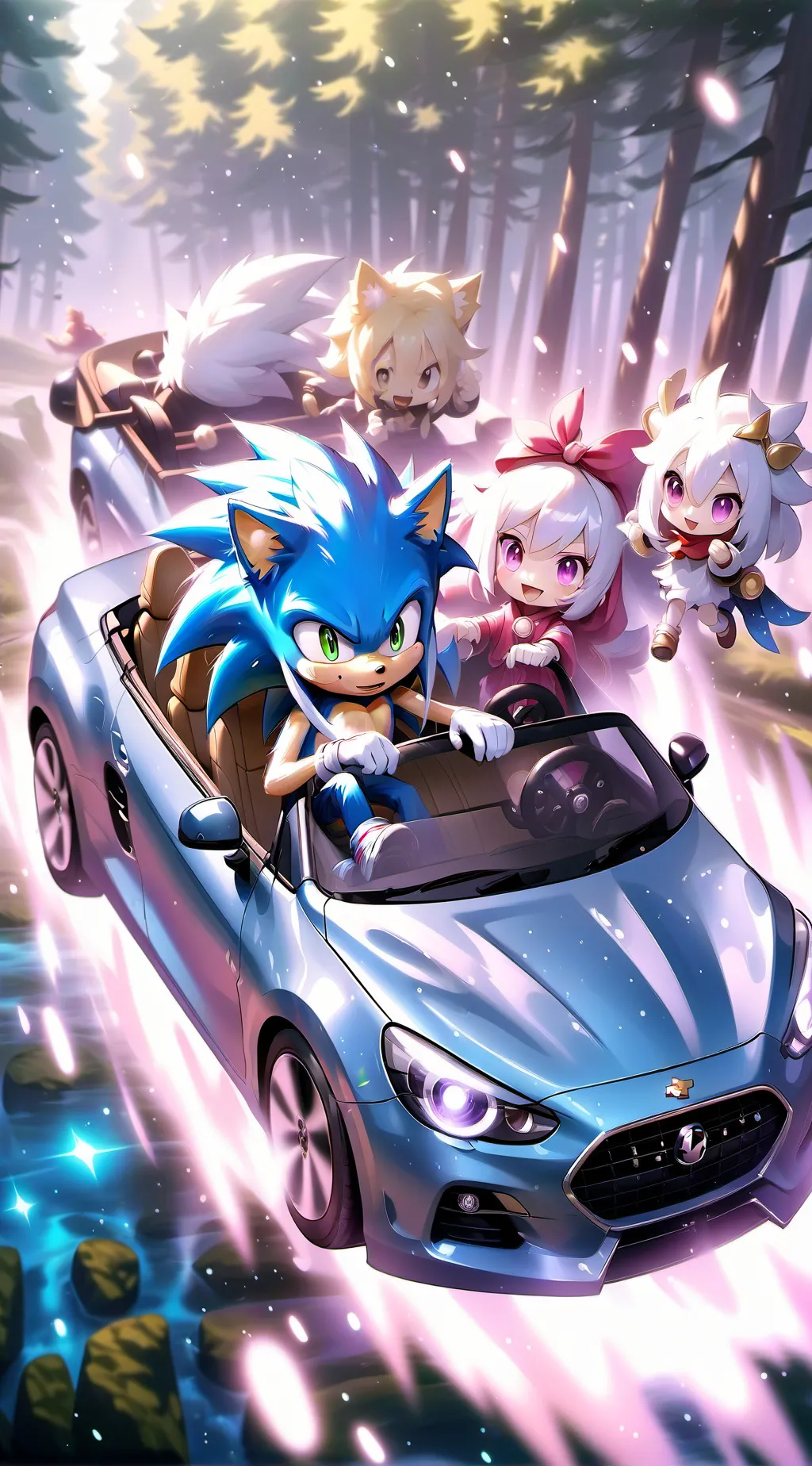 ai character: Sonic road-trip background