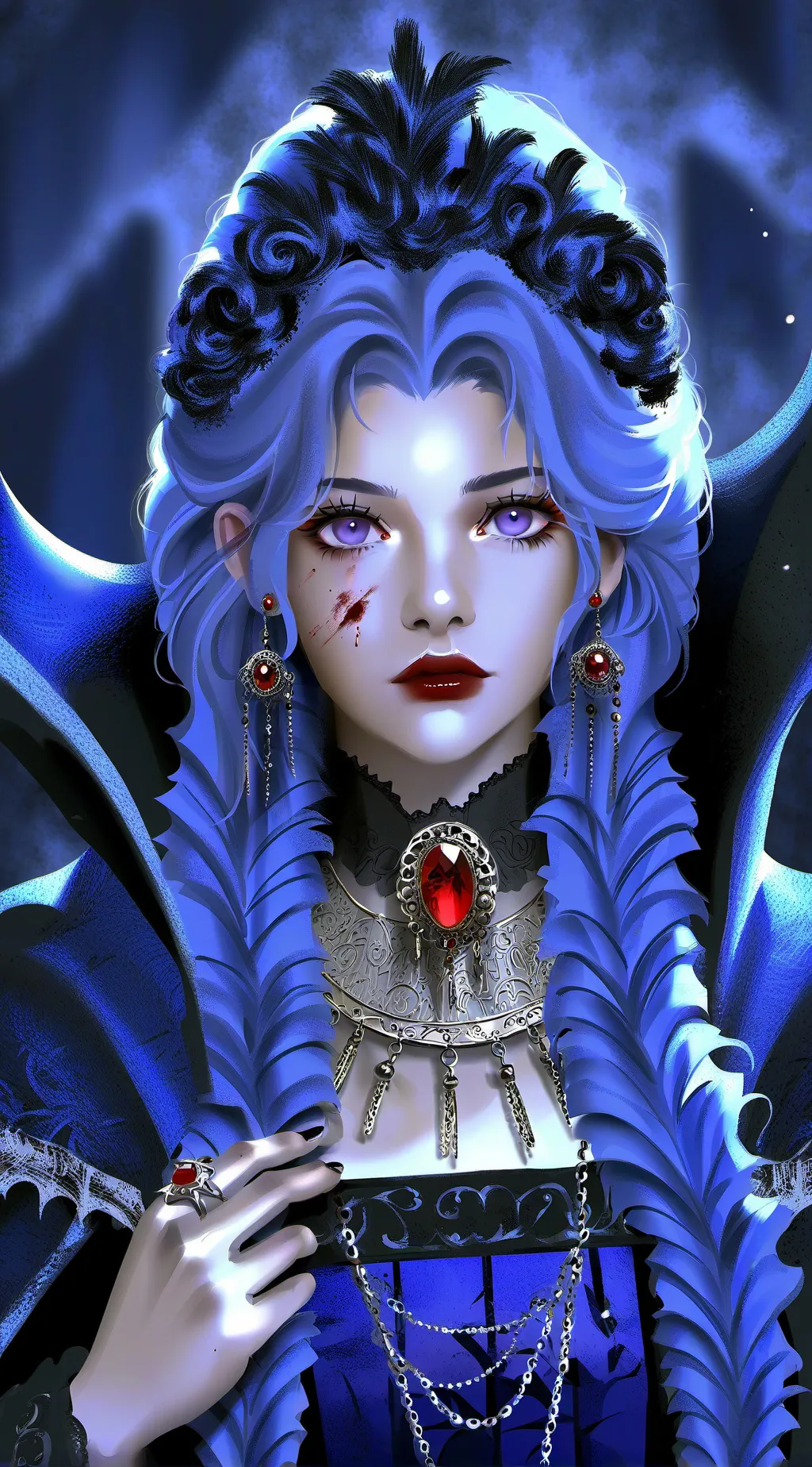 ai character: violet background
