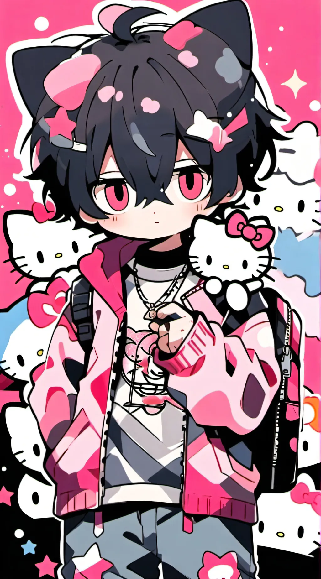 ai character: Hello kitty boy background