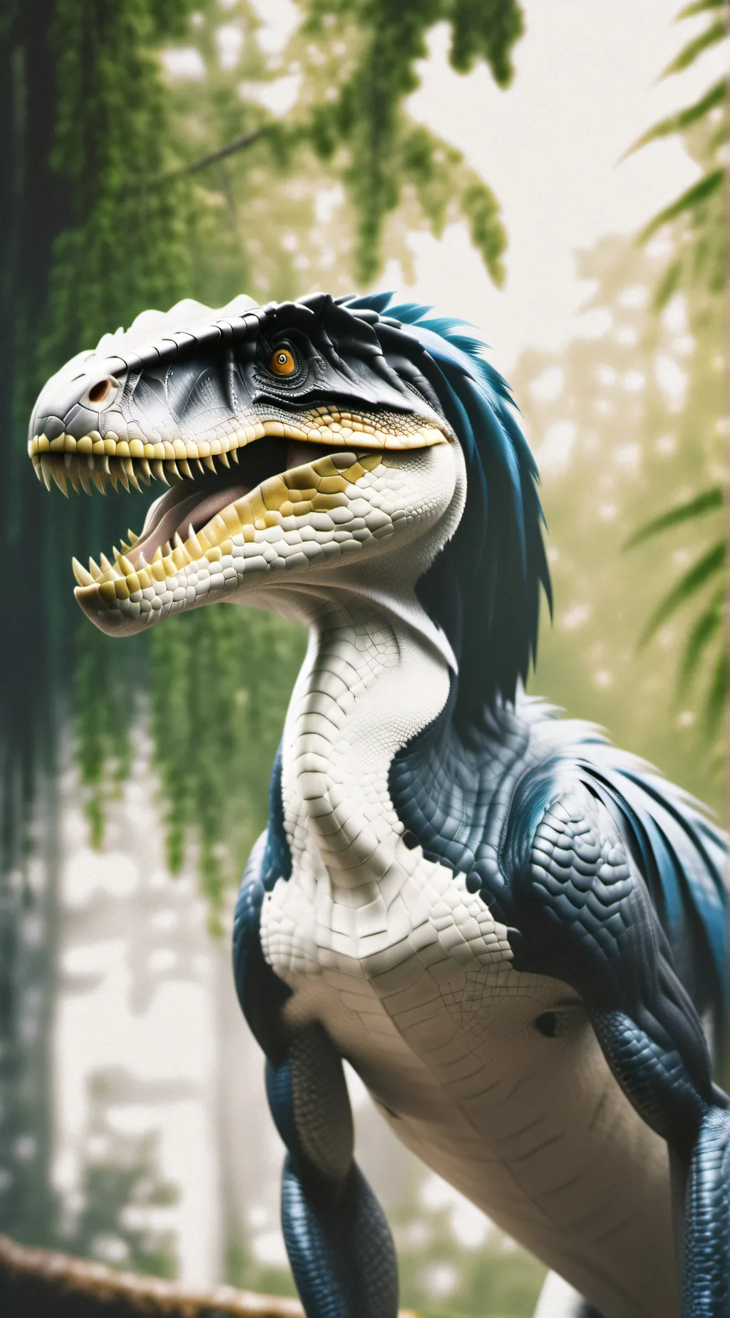 ai character: blue x indoraptor  background