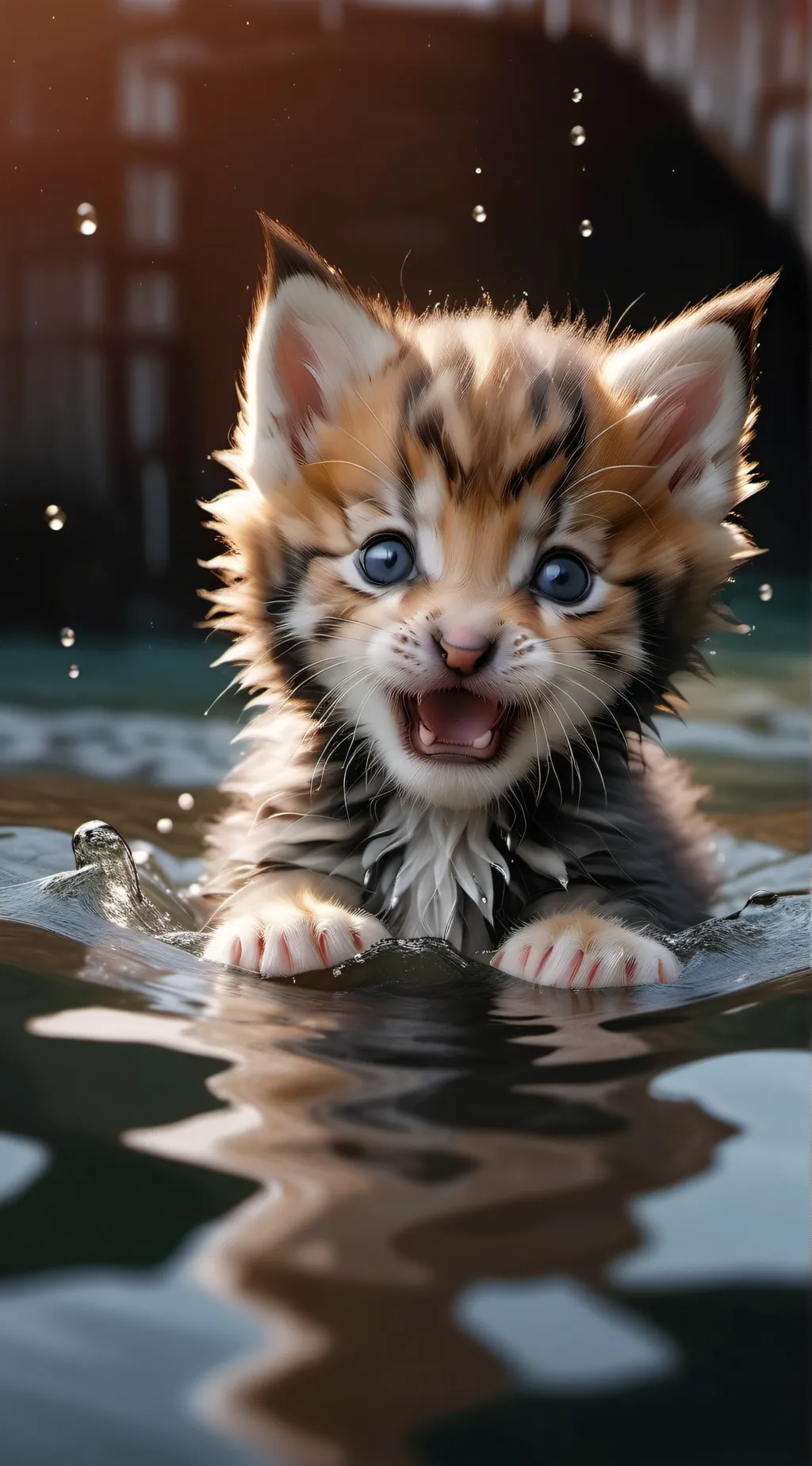 ai character: drowning kitten  background