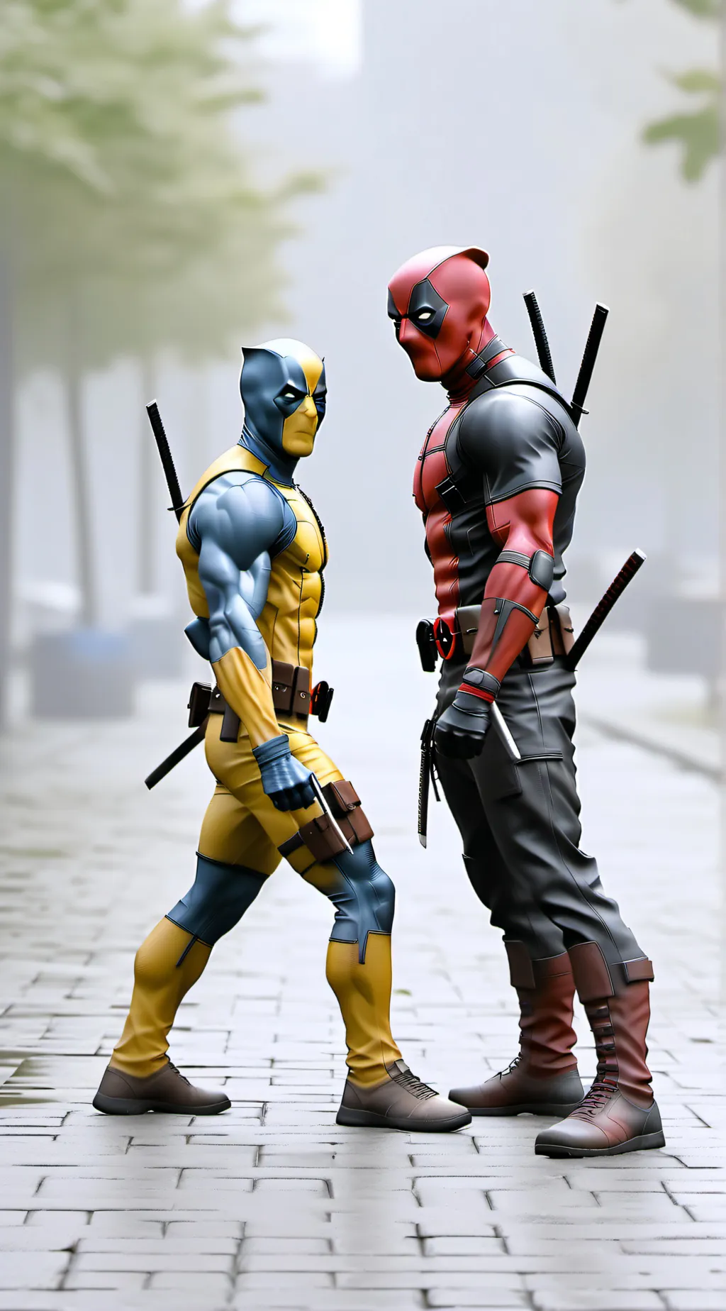 ai character: Deadpool x wolvirn background