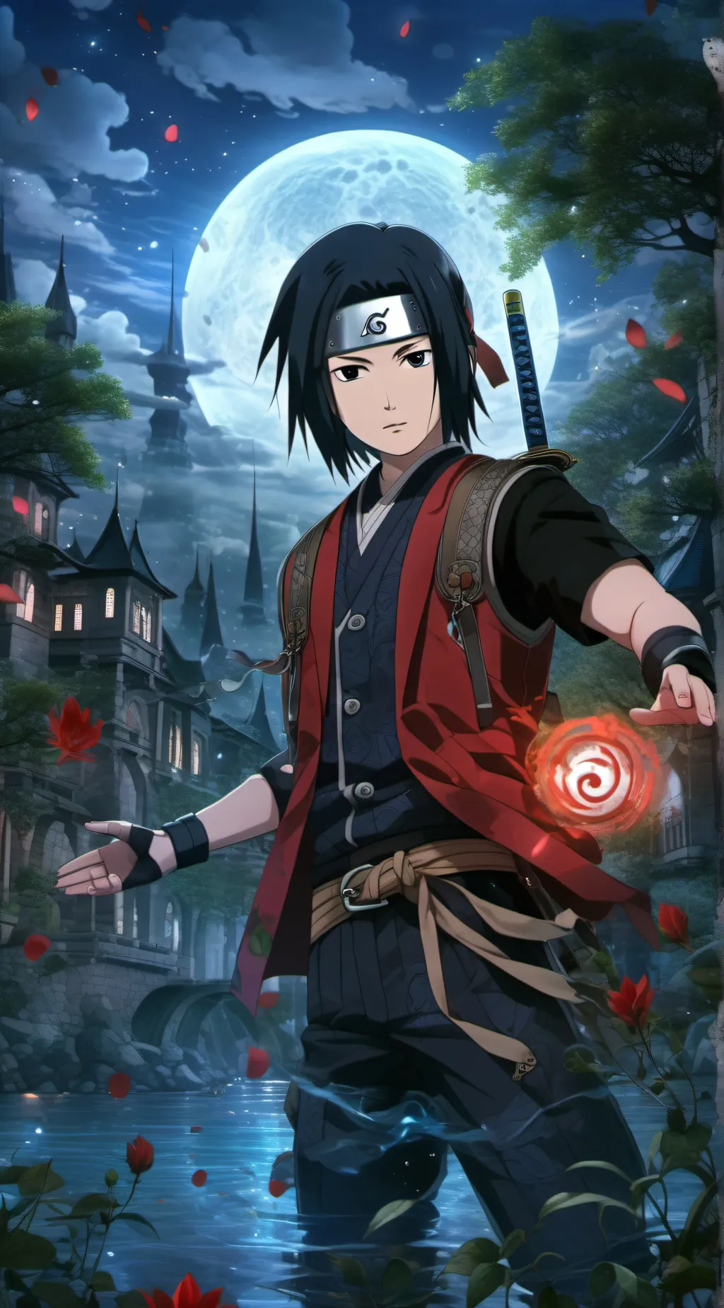 ai character: Sasuke  background