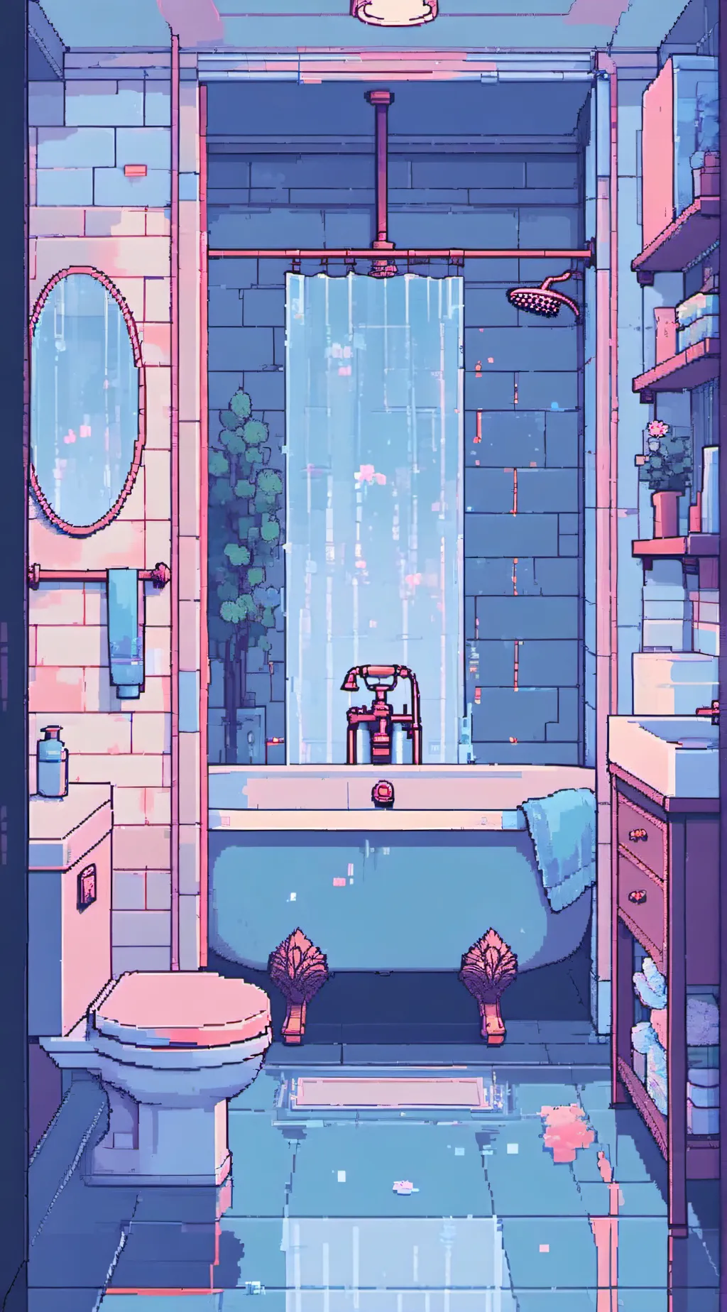 ai character: The shower  background