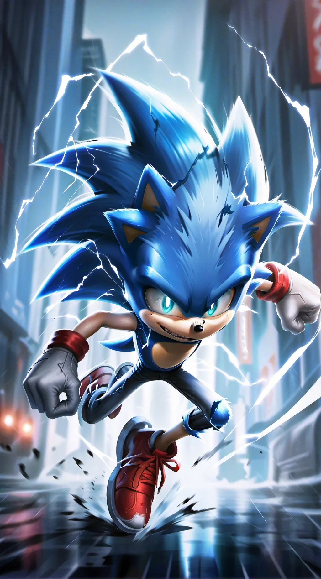 ai character: Sonic Oil flood background
