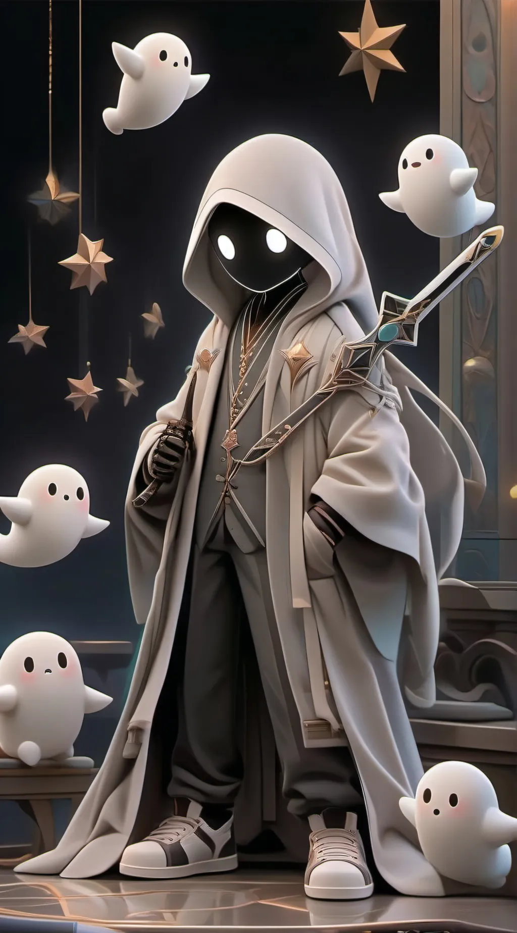 ai character: power and ghost background