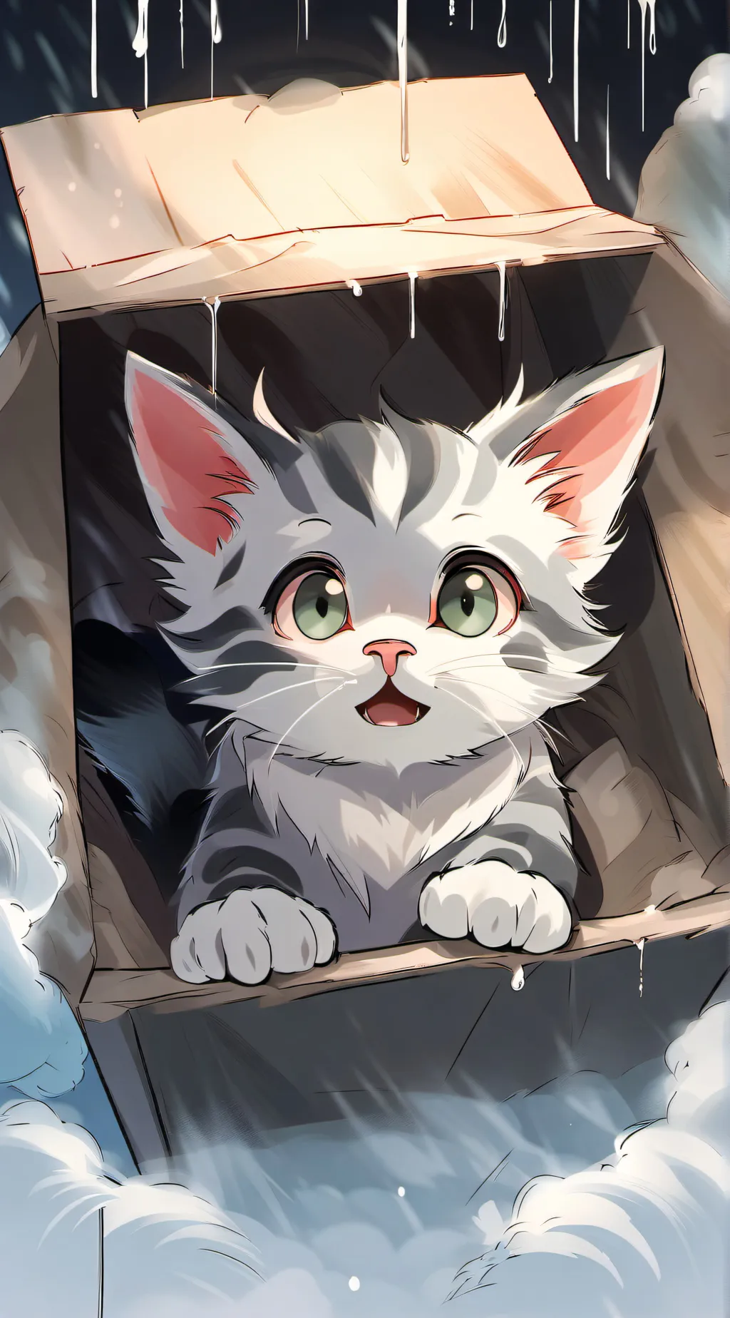 ai character: Sad magic kitten background