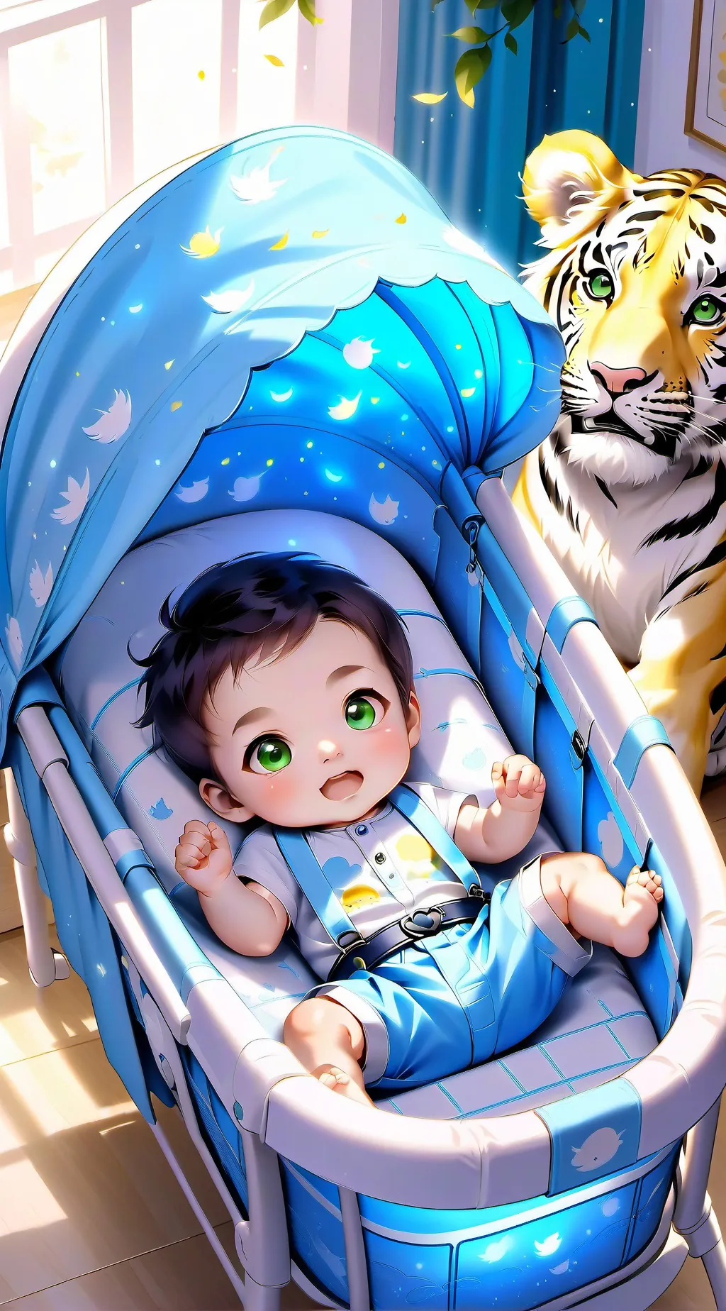 ai character: Adorable baby  background