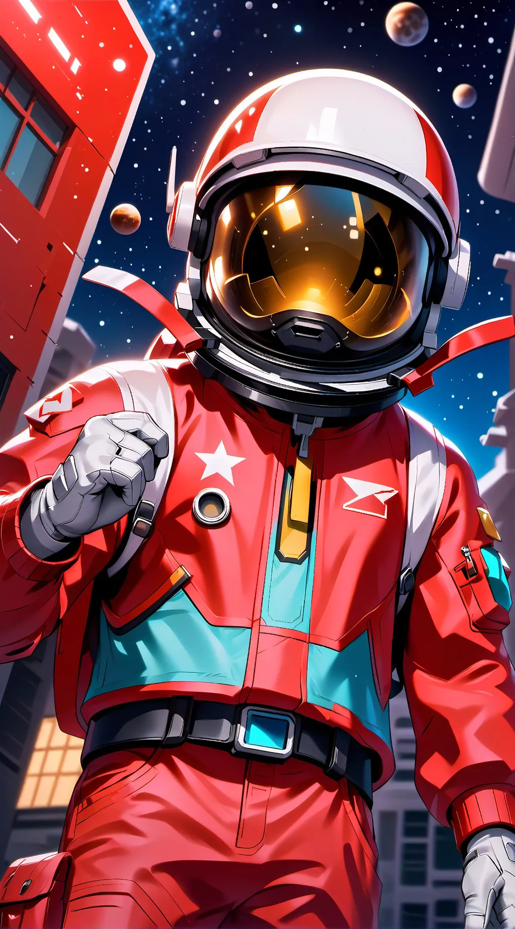 ai character: Red background