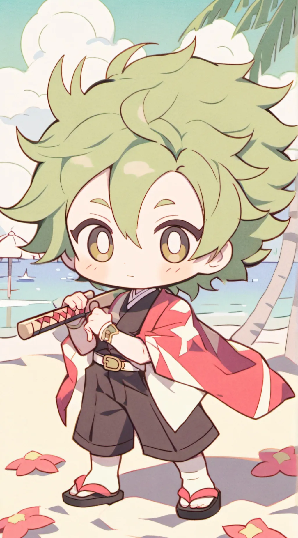 ai character: Ds beach  background