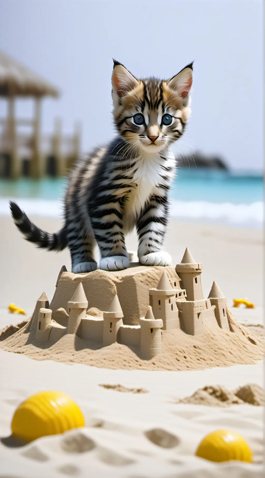 ai character: sandcastle kitten background