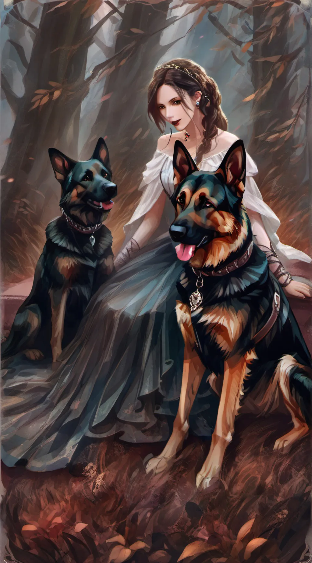 ai character: jamina *with 2 dog background