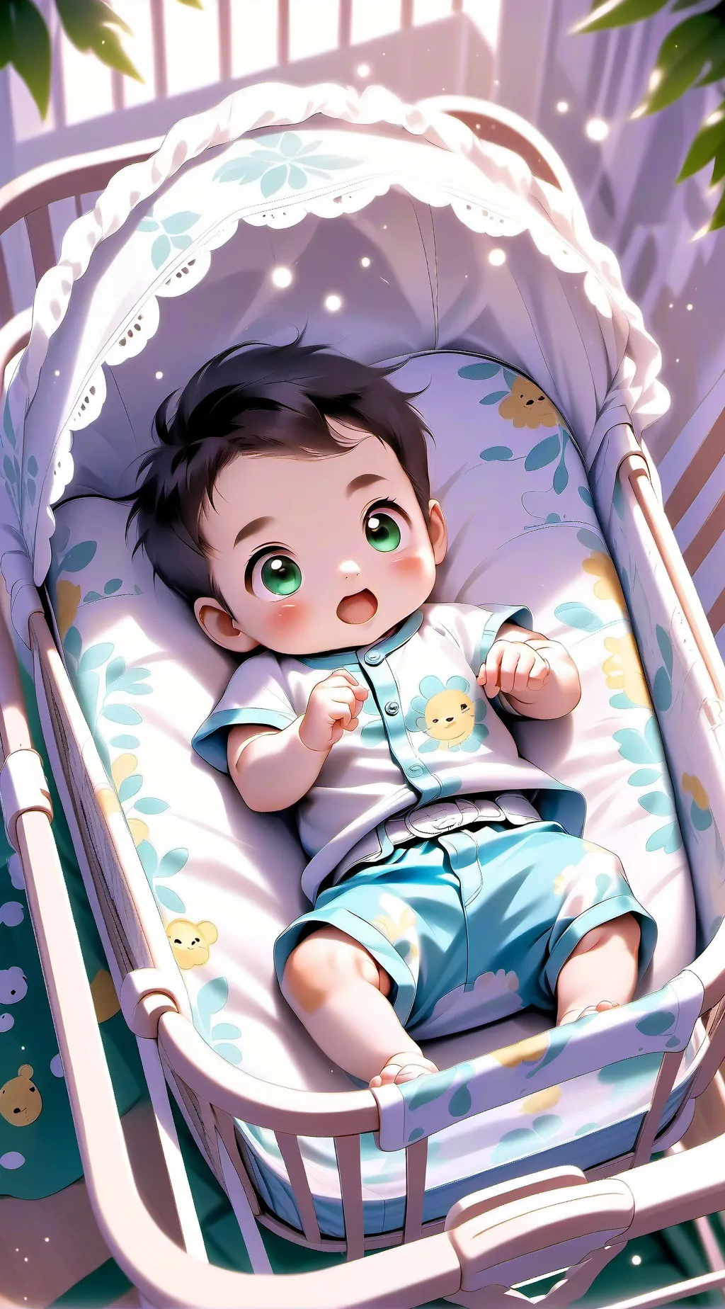 ai character:  Baby in diaper  background