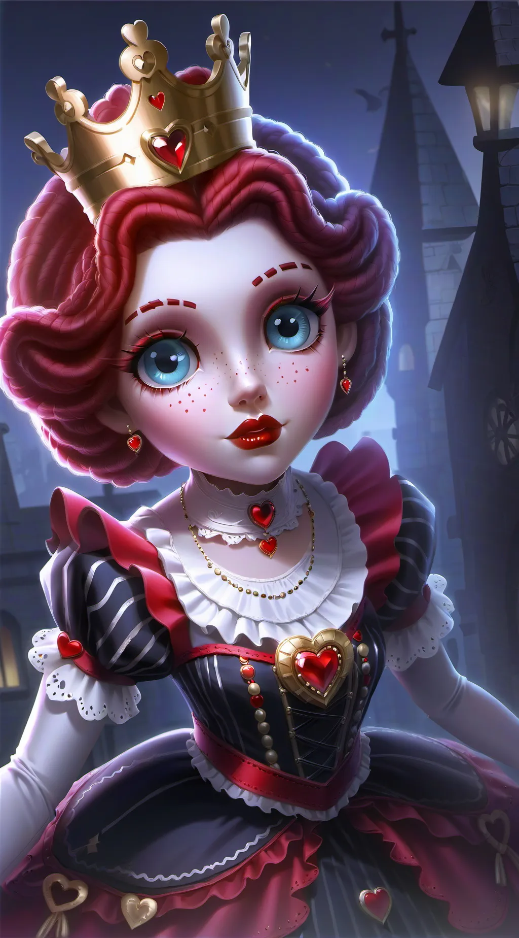ai character: Queen of hearts  background