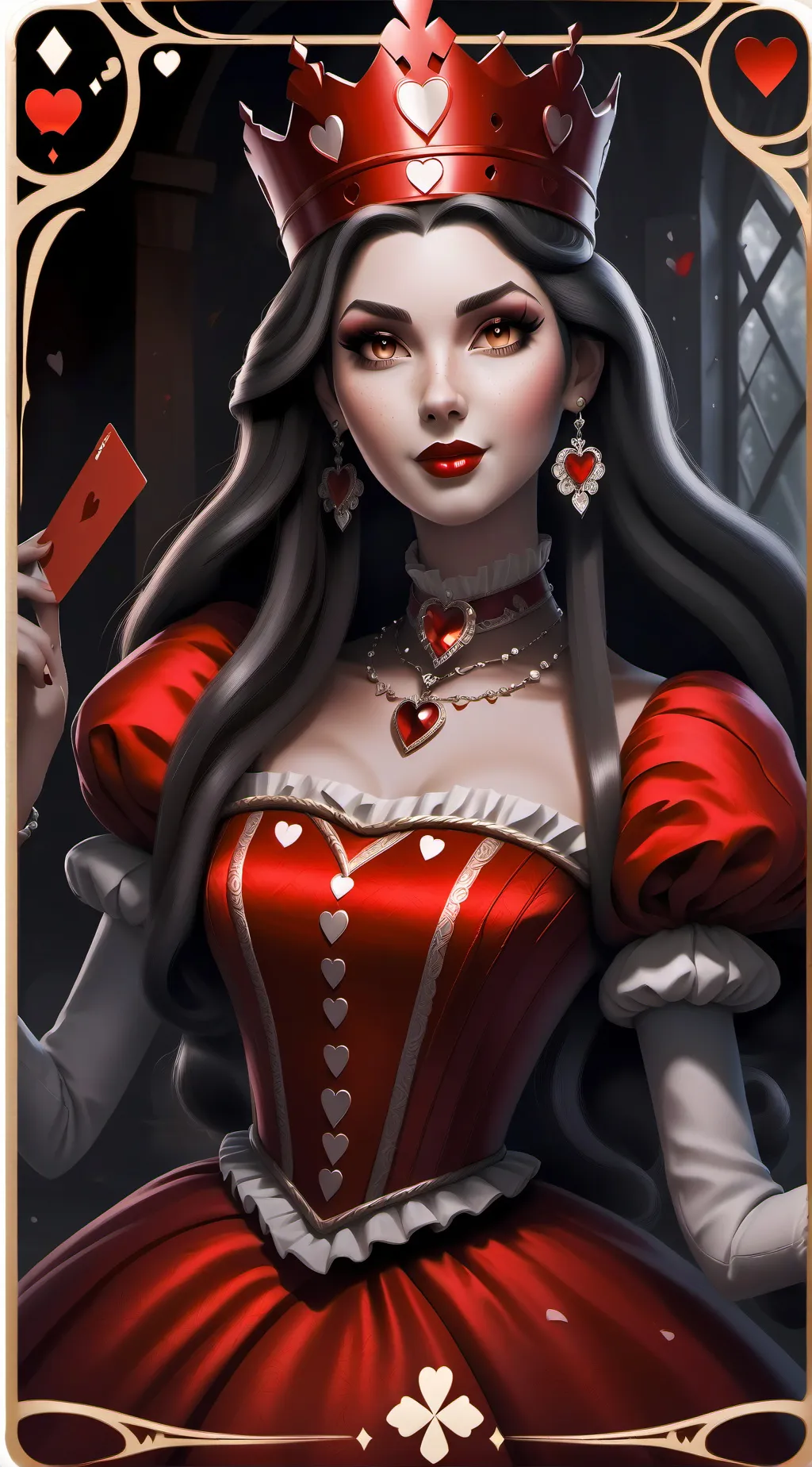 ai character: Queen of hearts background