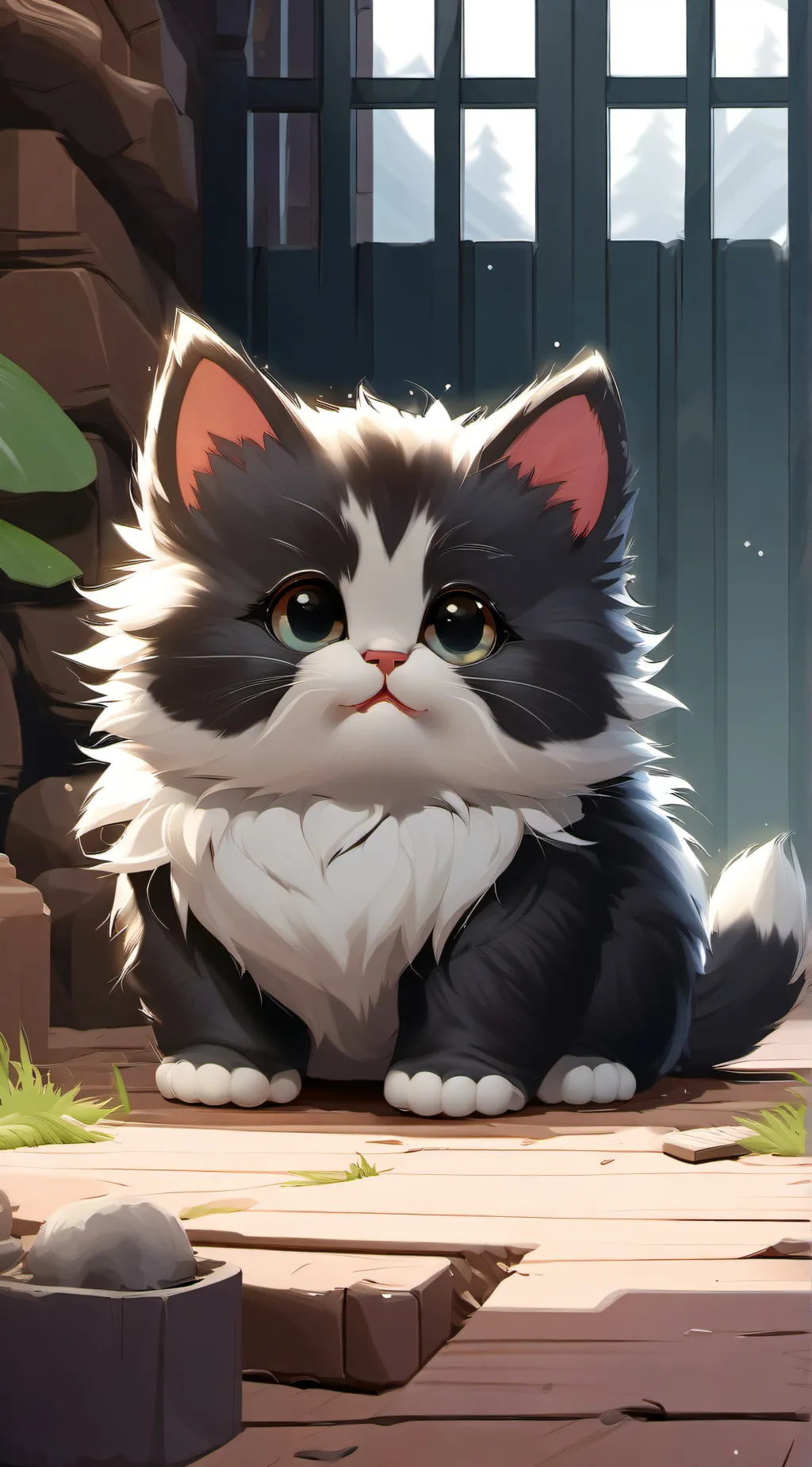 ai character: fat cute kitten background