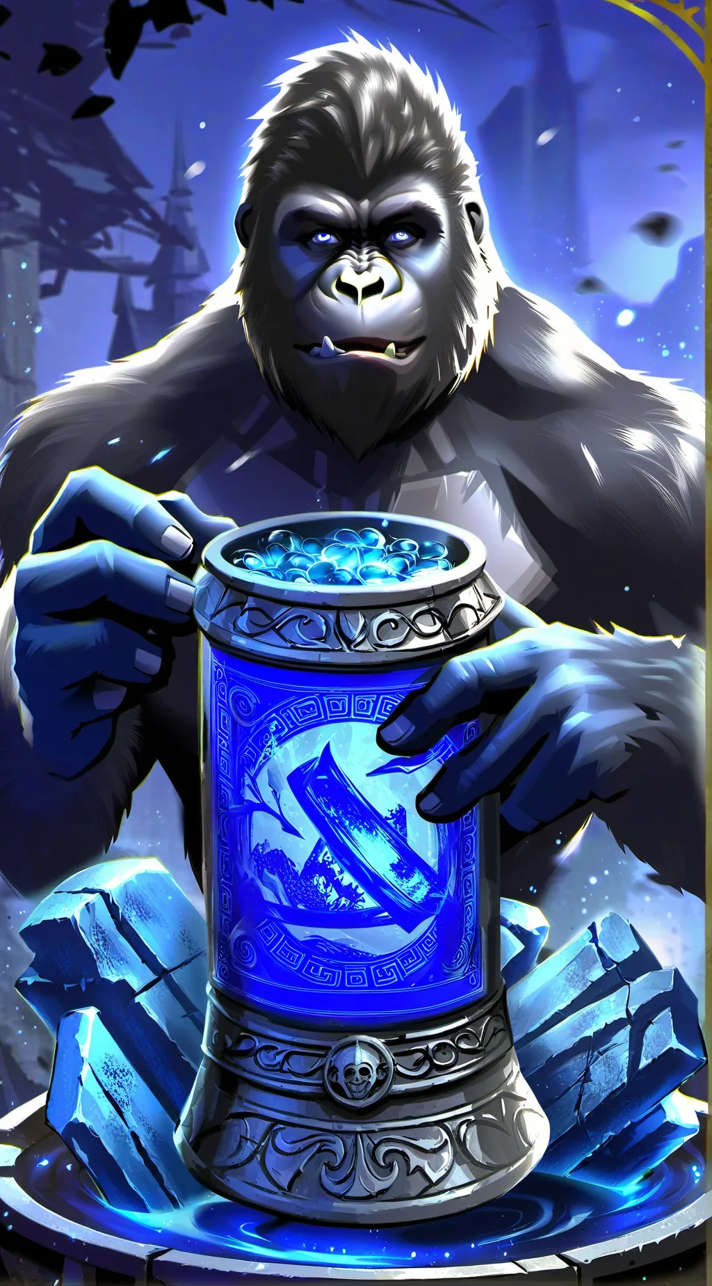 ai character: gorilla potion background
