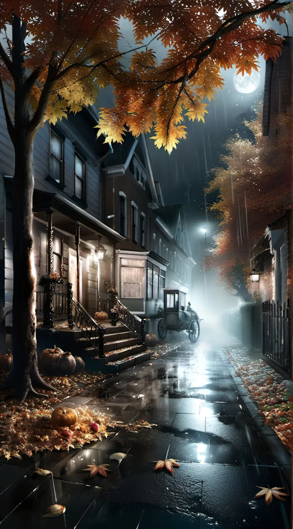 ai character: a fall night wall background
