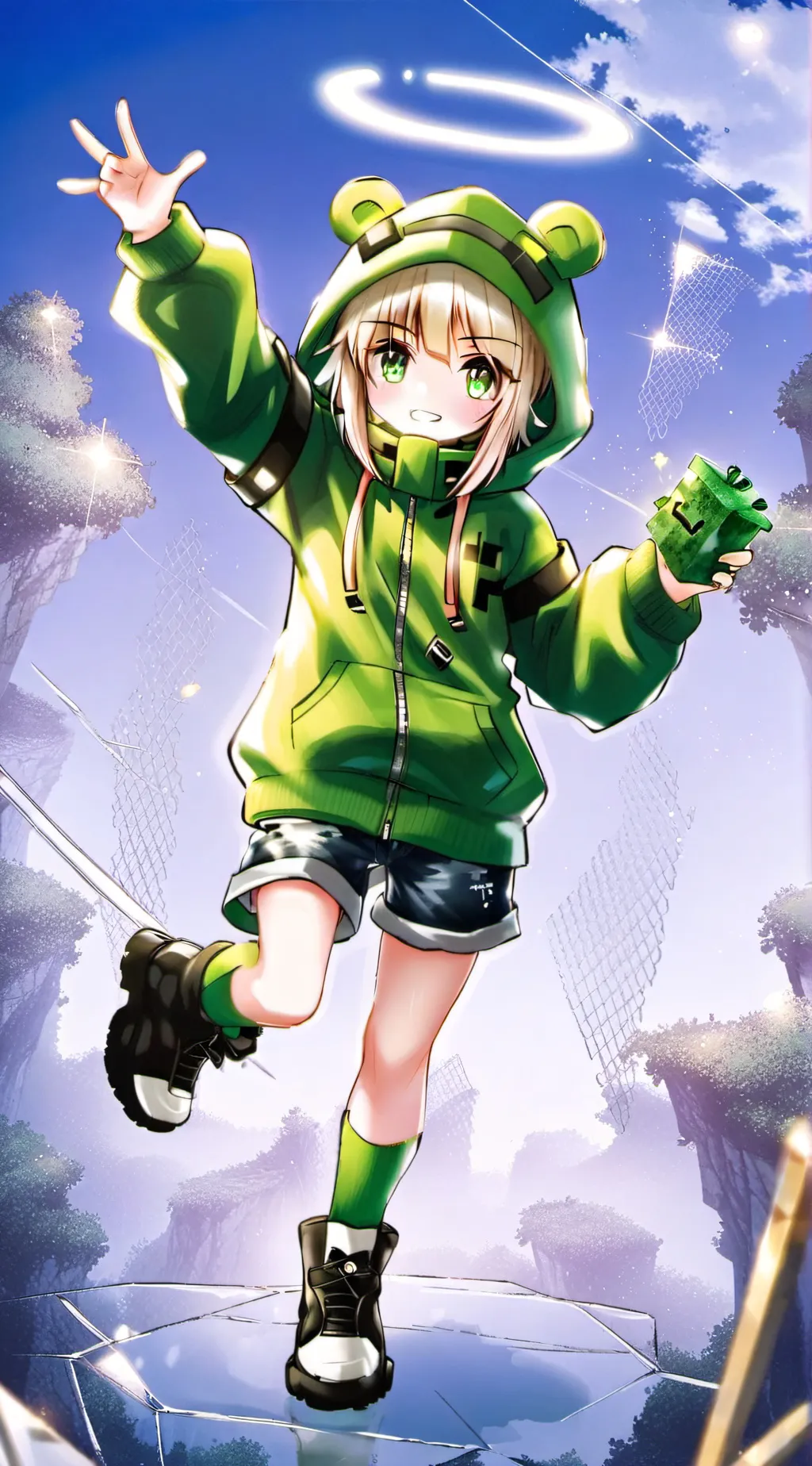ai character: creeper girl  background