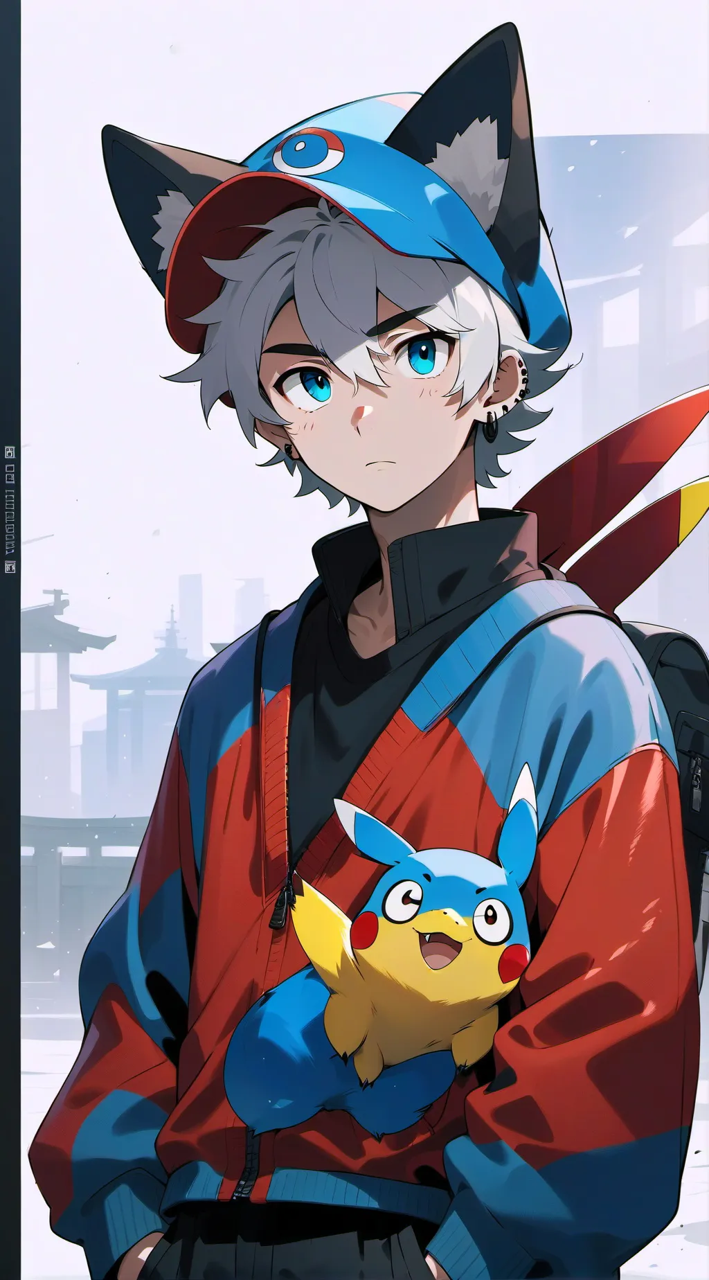 ai character: ash and pikachu background
