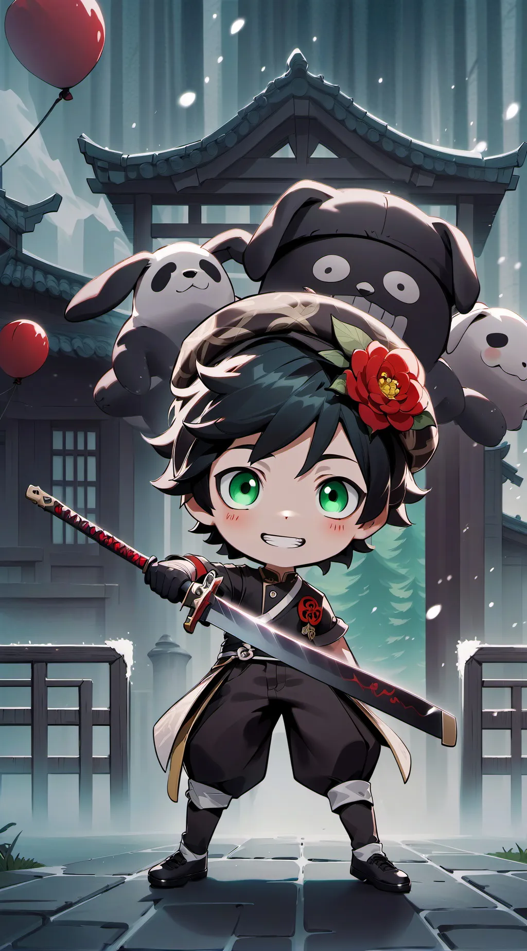 ai character: MHA X Demon slayer background