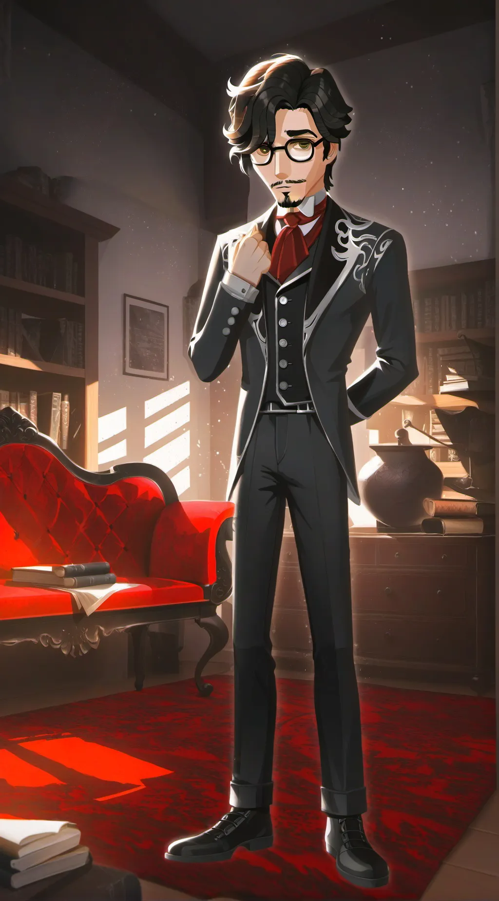 ai character: creepy doll maket background